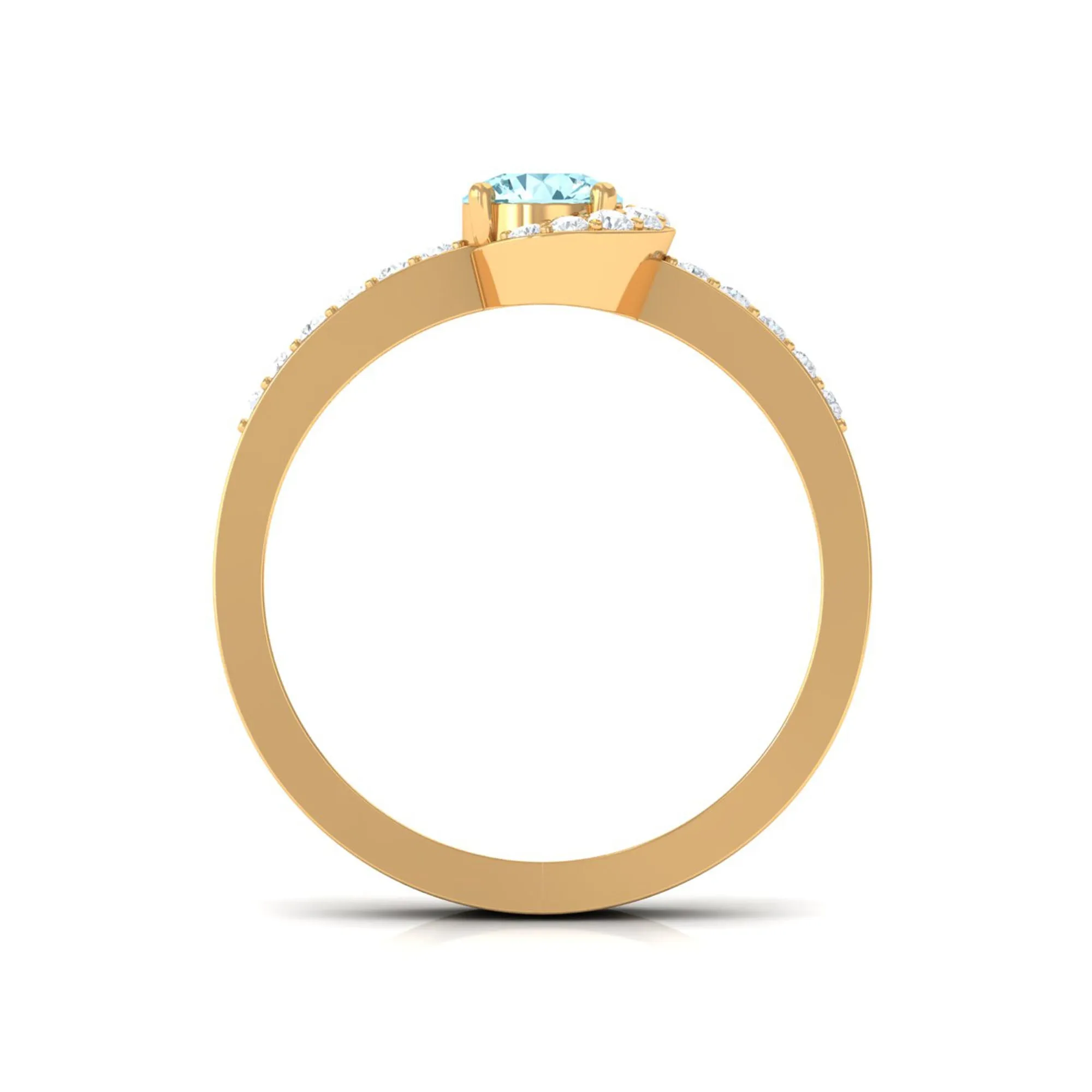 3/4 Ct Aquamarine and Diamond Halo Engagement Ring