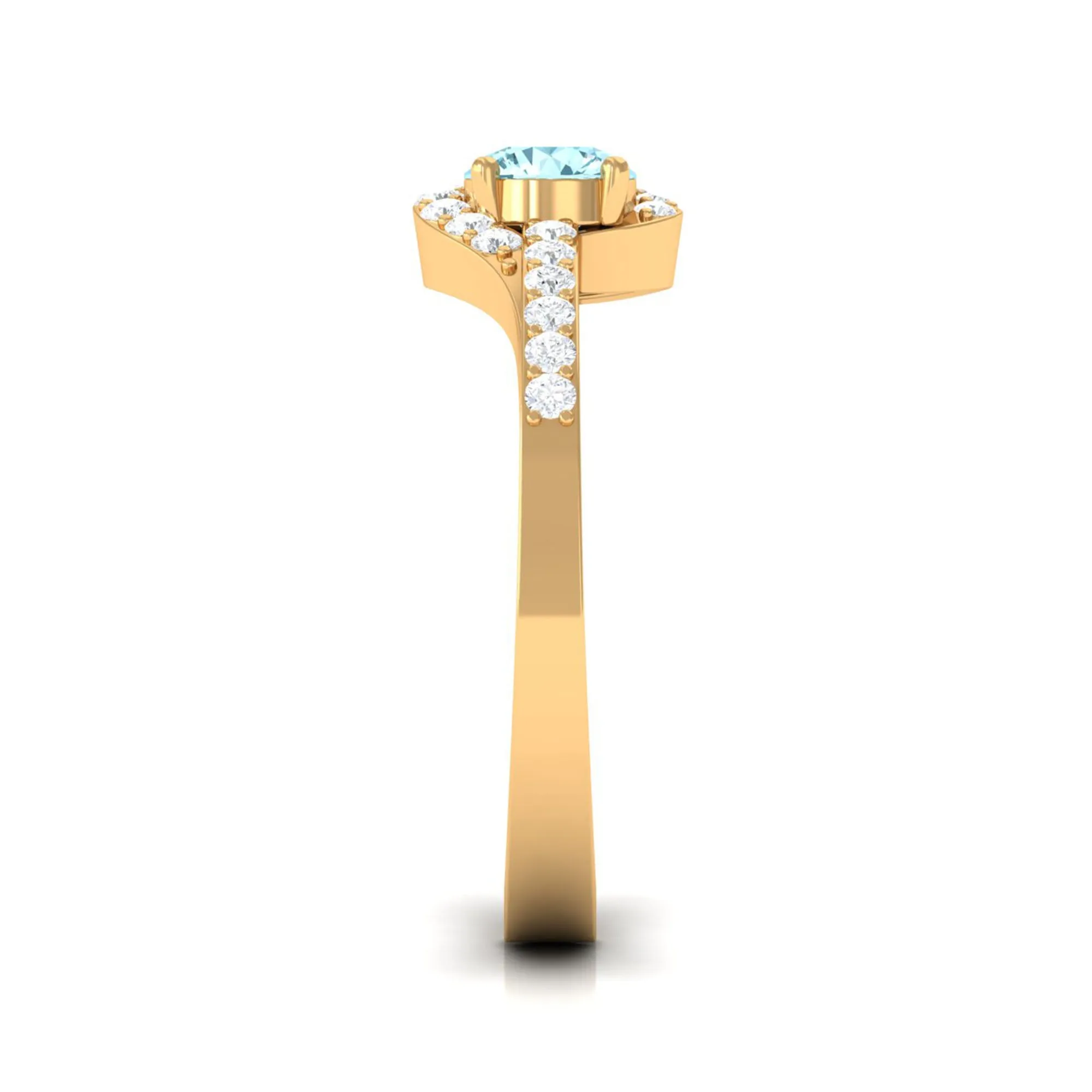 3/4 Ct Aquamarine and Diamond Halo Engagement Ring