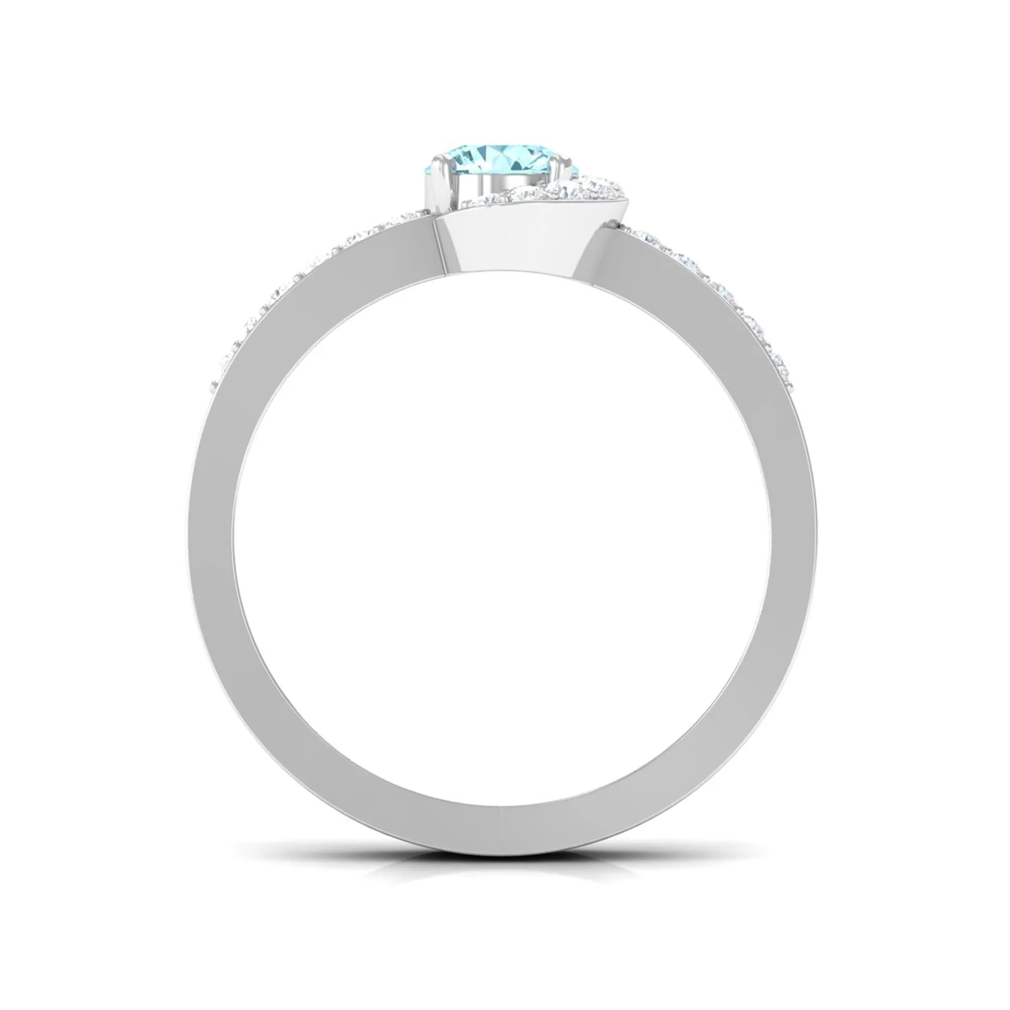 3/4 Ct Aquamarine and Diamond Halo Engagement Ring
