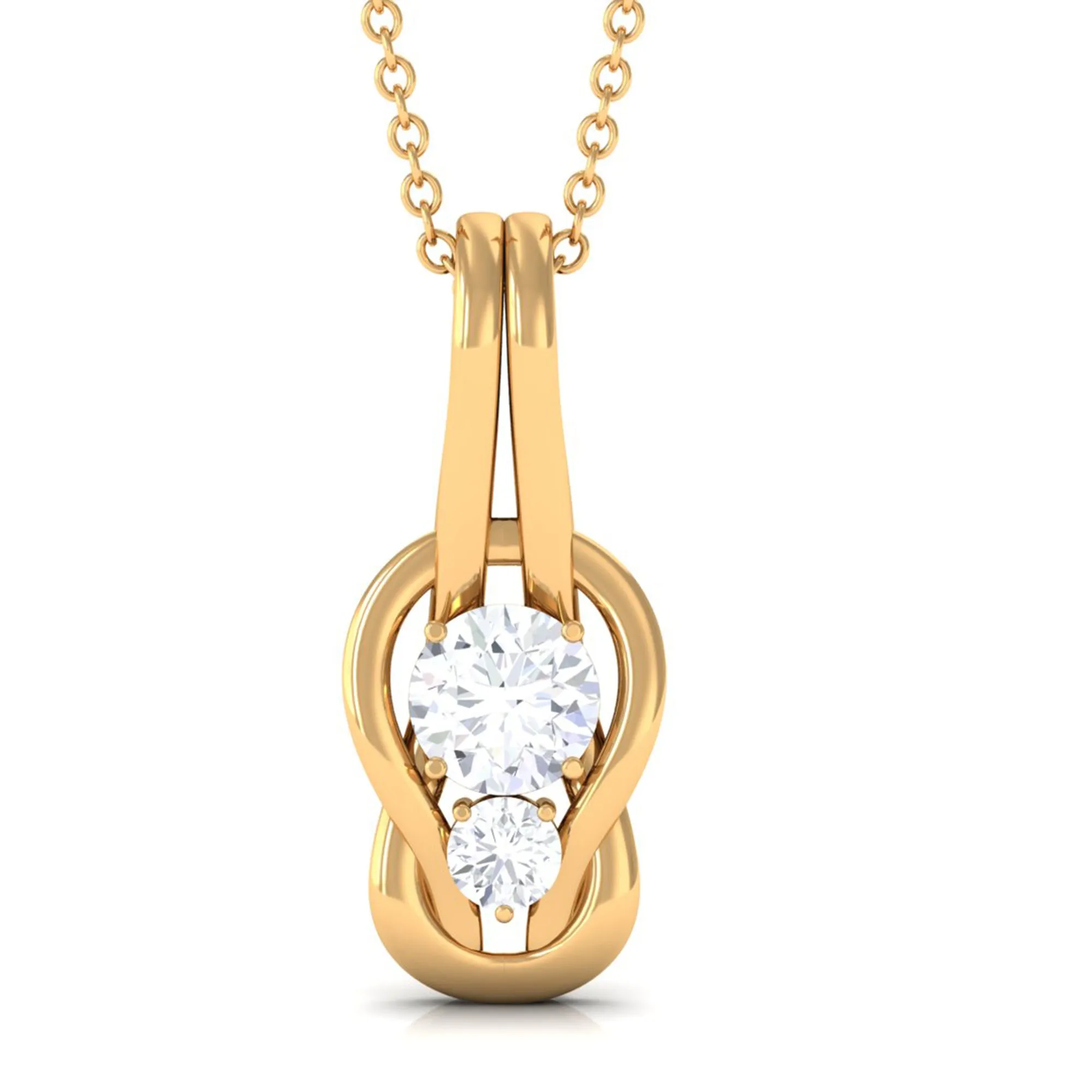 3/4 CT Two Stone Moissanite Infinity Knot Promise Pendant Necklace