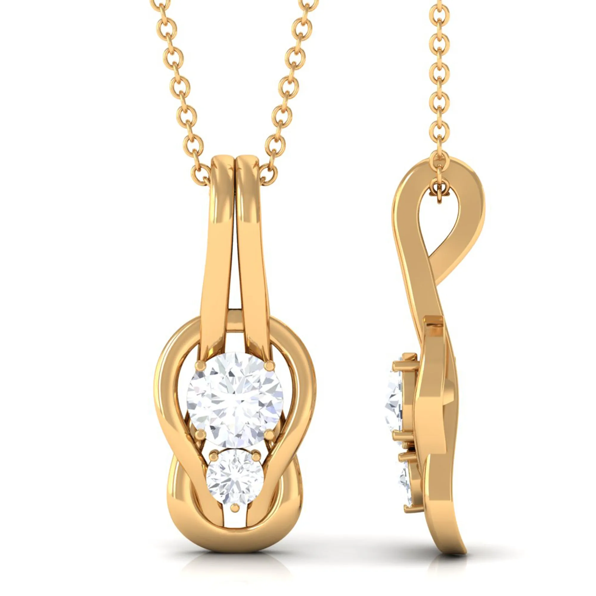 3/4 CT Two Stone Moissanite Infinity Knot Promise Pendant Necklace