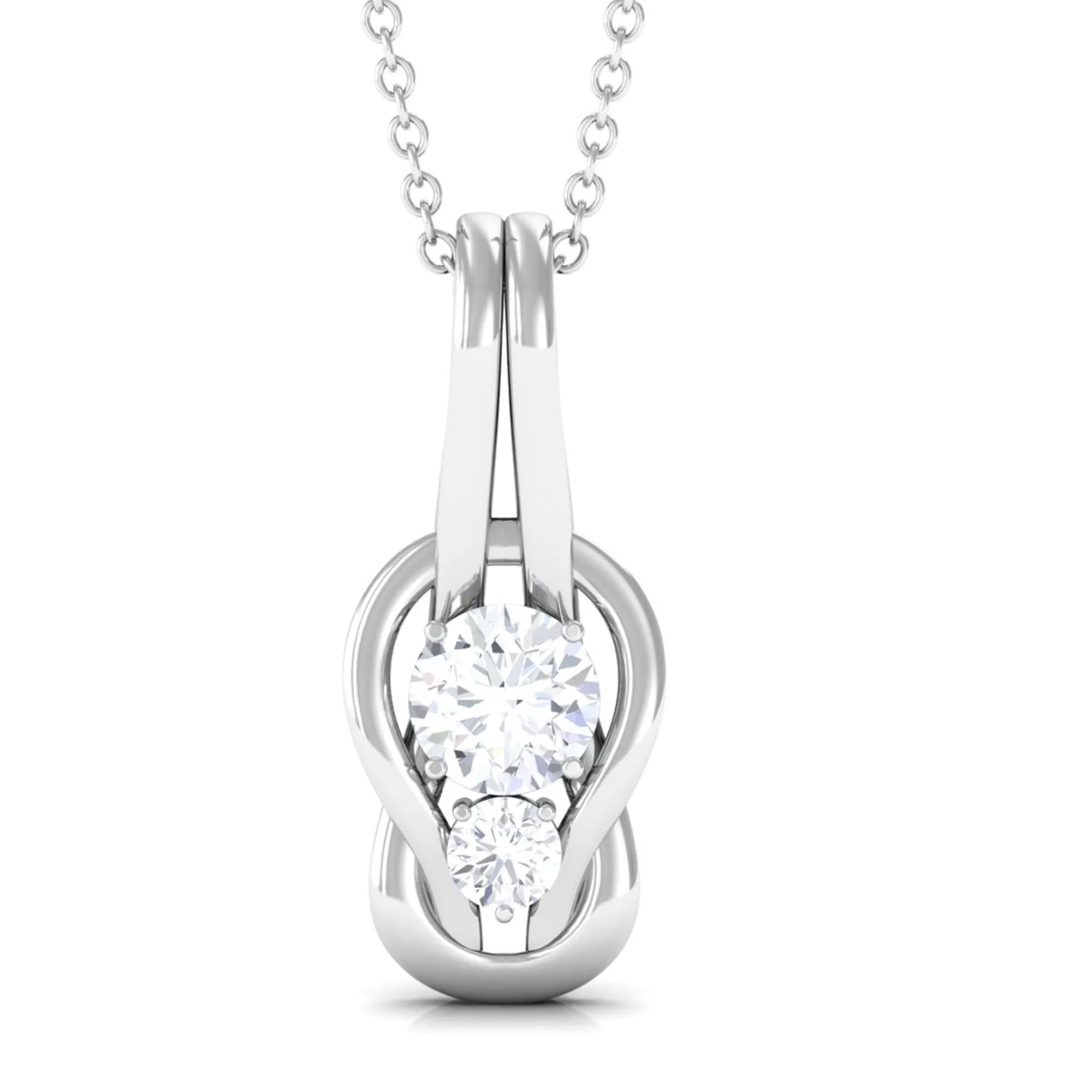 3/4 CT Two Stone Moissanite Infinity Knot Promise Pendant Necklace