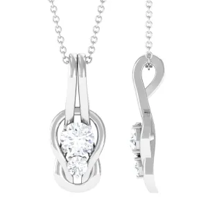 3/4 CT Two Stone Moissanite Infinity Knot Promise Pendant Necklace