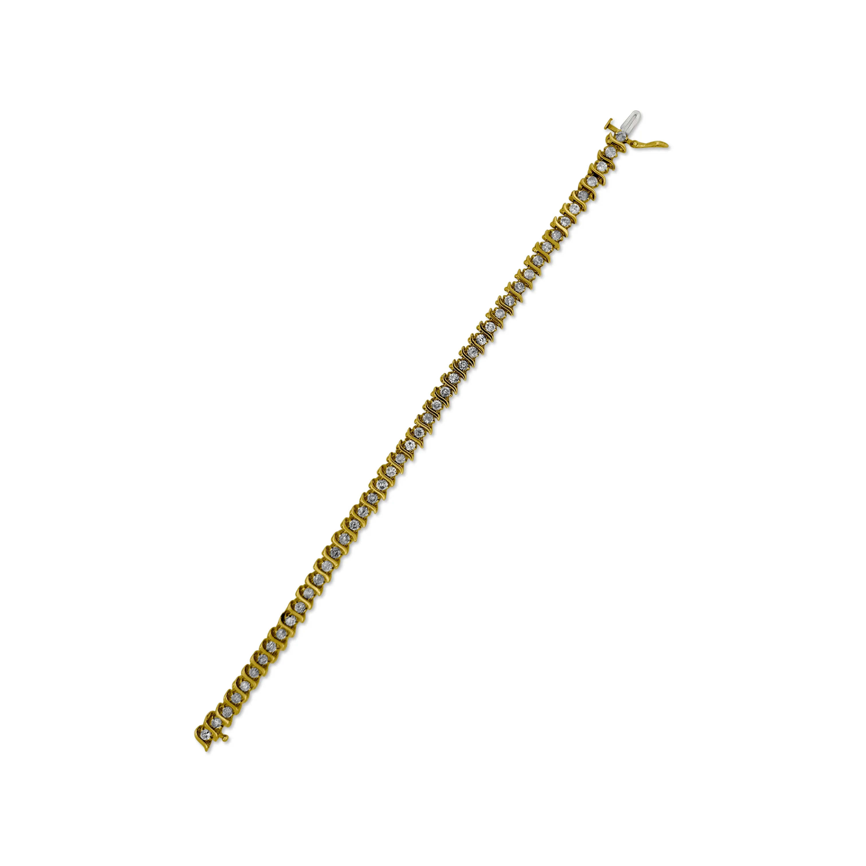 3.60ctw Round Brilliant Diamond S-Link Tennis Bracelet in 14k Yellow Gold