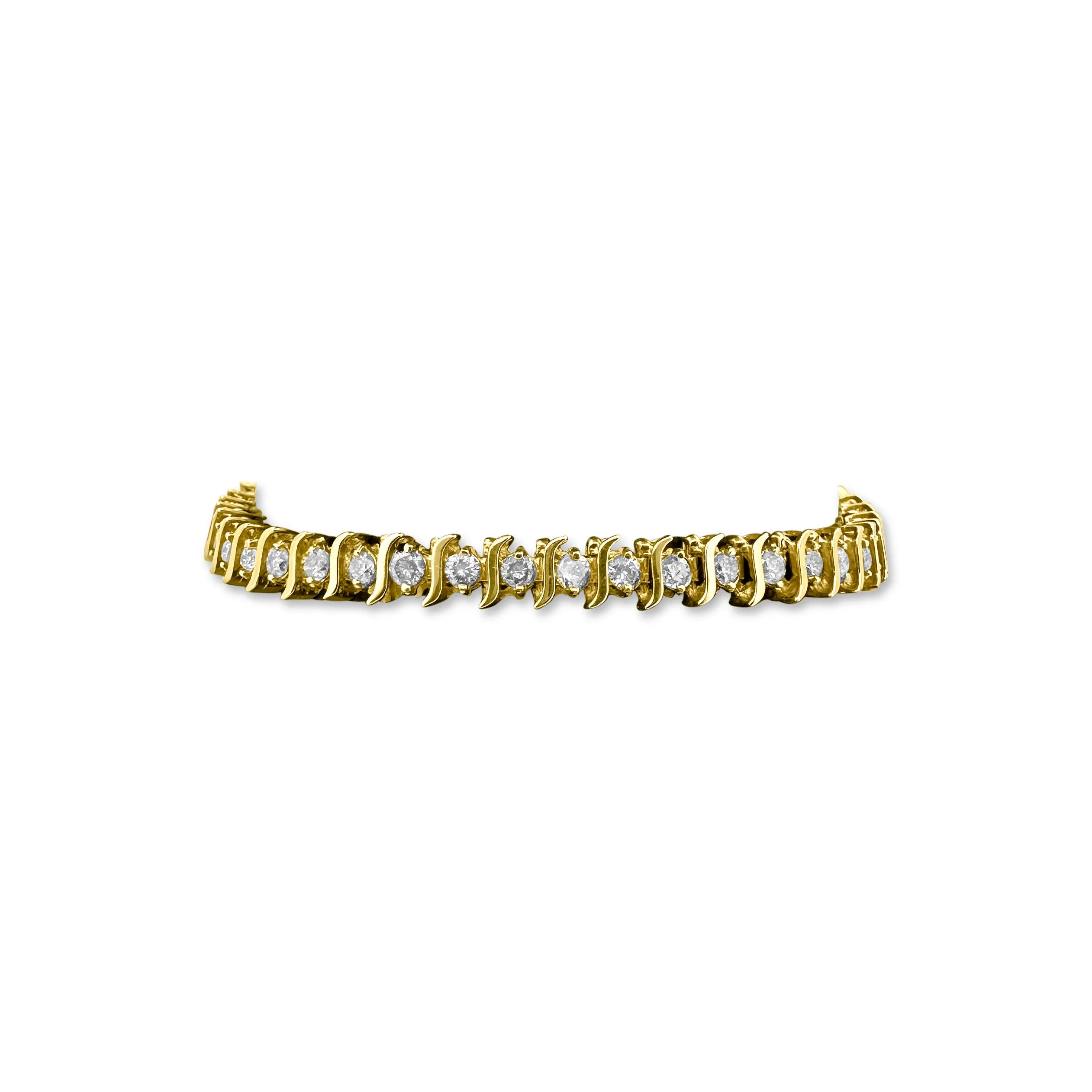 3.60ctw Round Brilliant Diamond S-Link Tennis Bracelet in 14k Yellow Gold