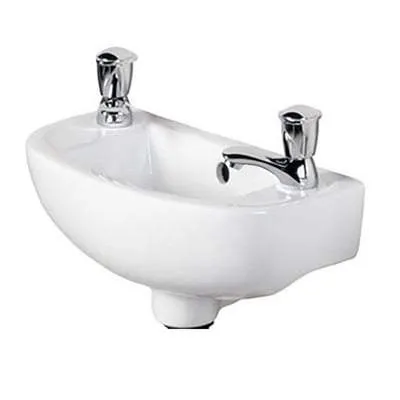 45cm Slim Line Basin 2 Tap Holes in Alpine White