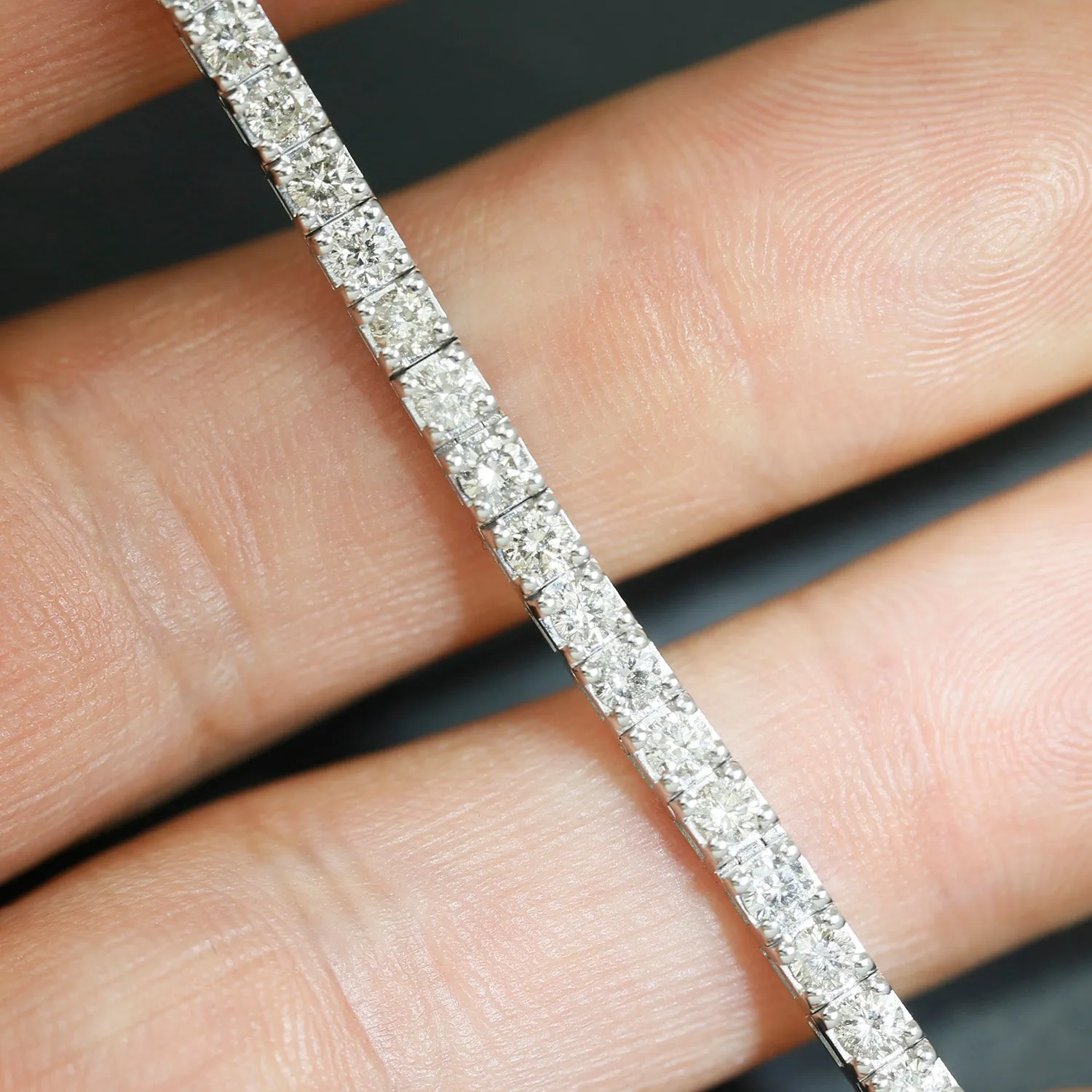4CT Round Diamond Line Tennis Bracelet 14K White Gold