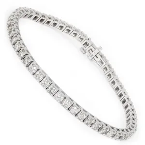 4CT Round Diamond Line Tennis Bracelet 14K White Gold