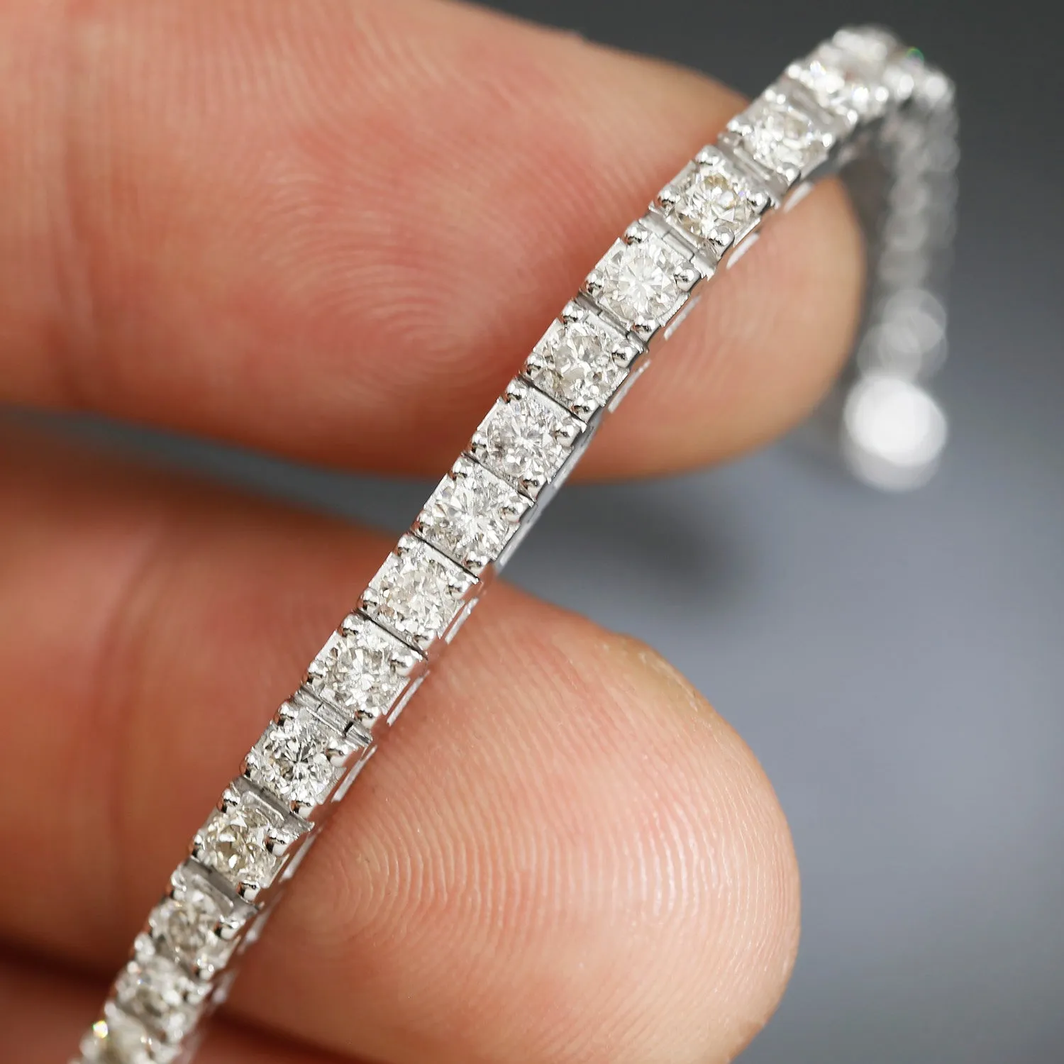 4CT Round Diamond Line Tennis Bracelet 14K White Gold