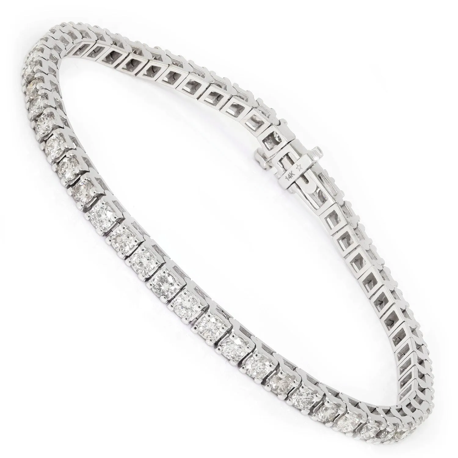 4CT Round Diamond Line Tennis Bracelet 14K White Gold