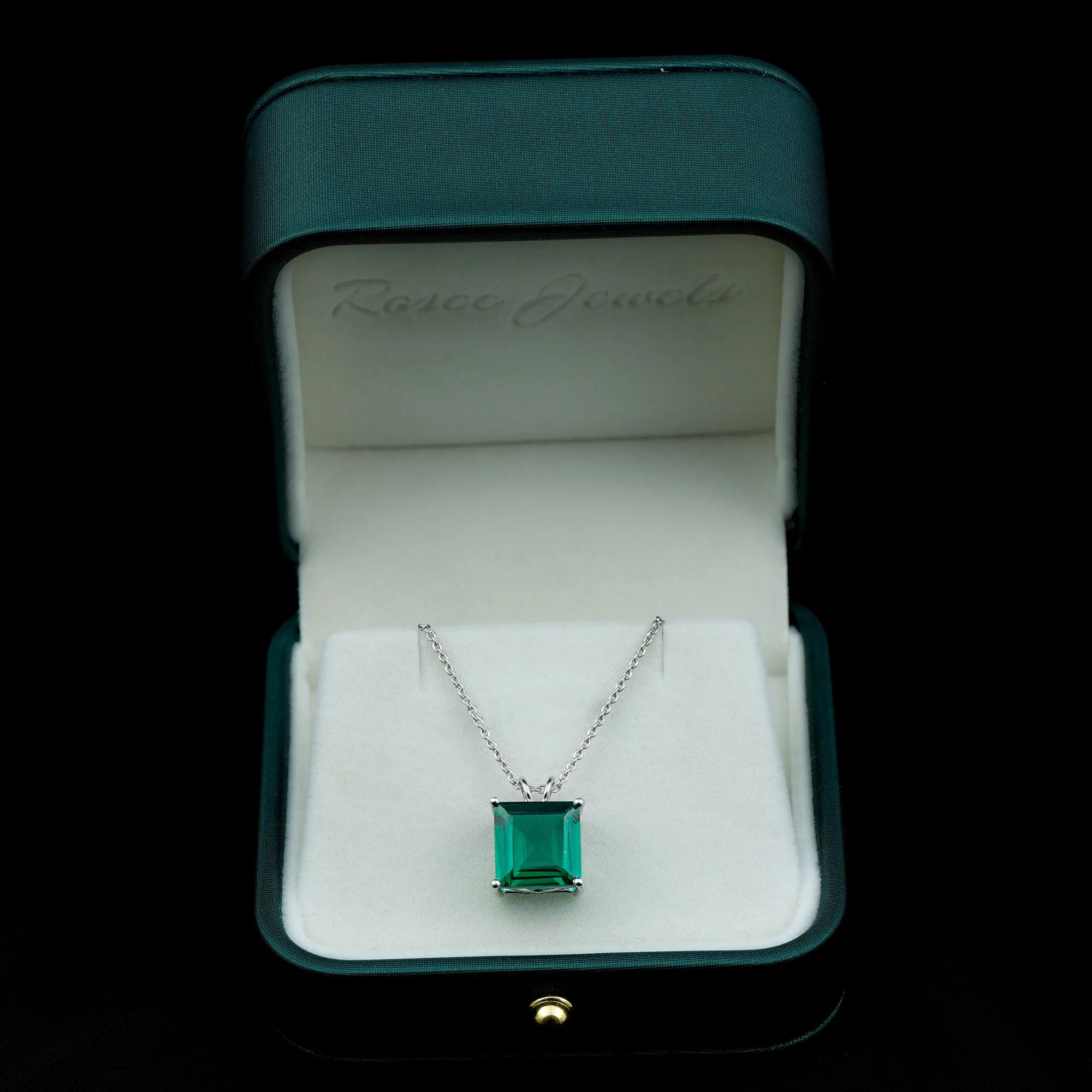 5 CT Princess Cut Created Emerald Solitaire Pendant