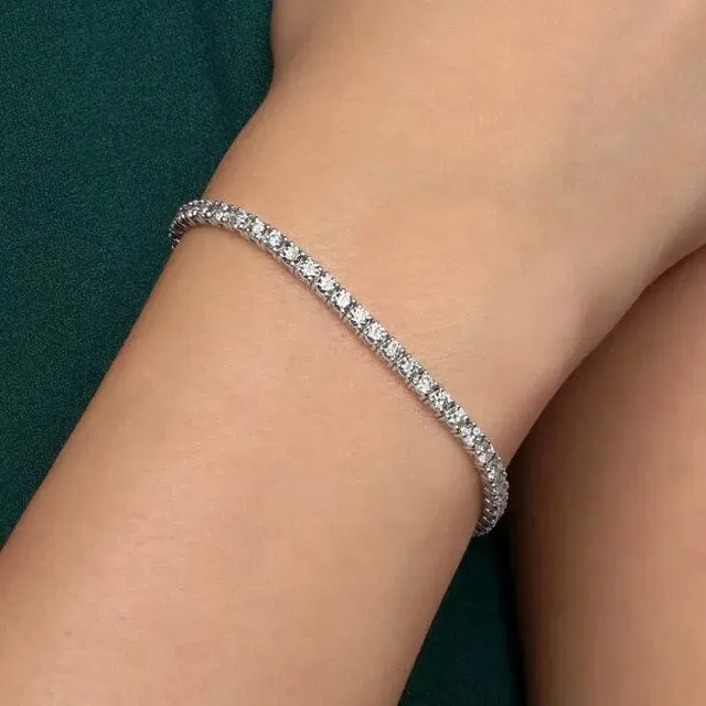 5 Cts Lab-Grown Round Brilliant Cut Diamonds Tennis Bracelet in 14K White Gold