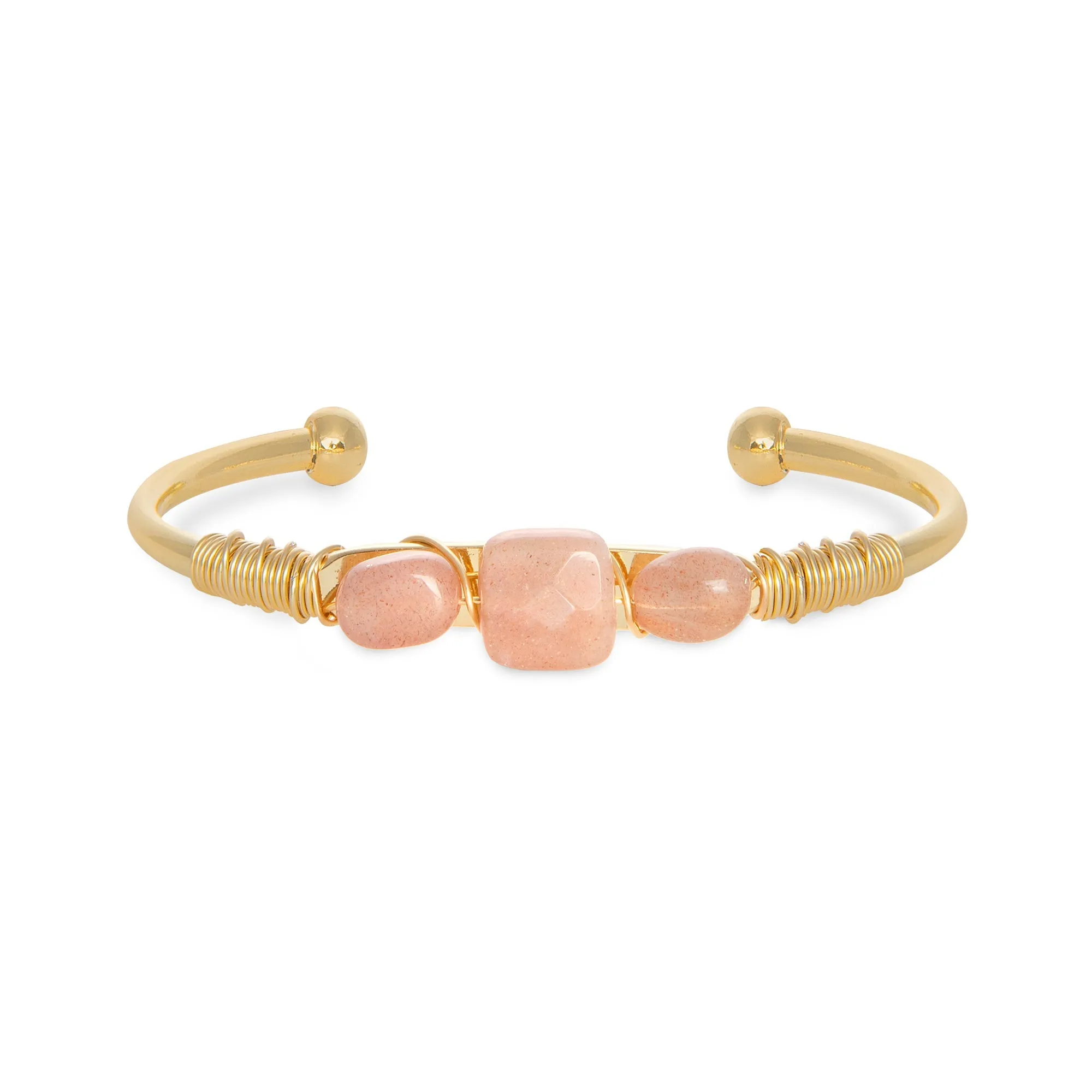 5 for 60% Off - Peach Moonstone Cuff: The Georgia (Gold)