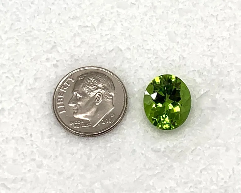 7.34 Carat Peridot Oval, Unset Loose 3-Stone Engagement Ring, Pendant Gemstone