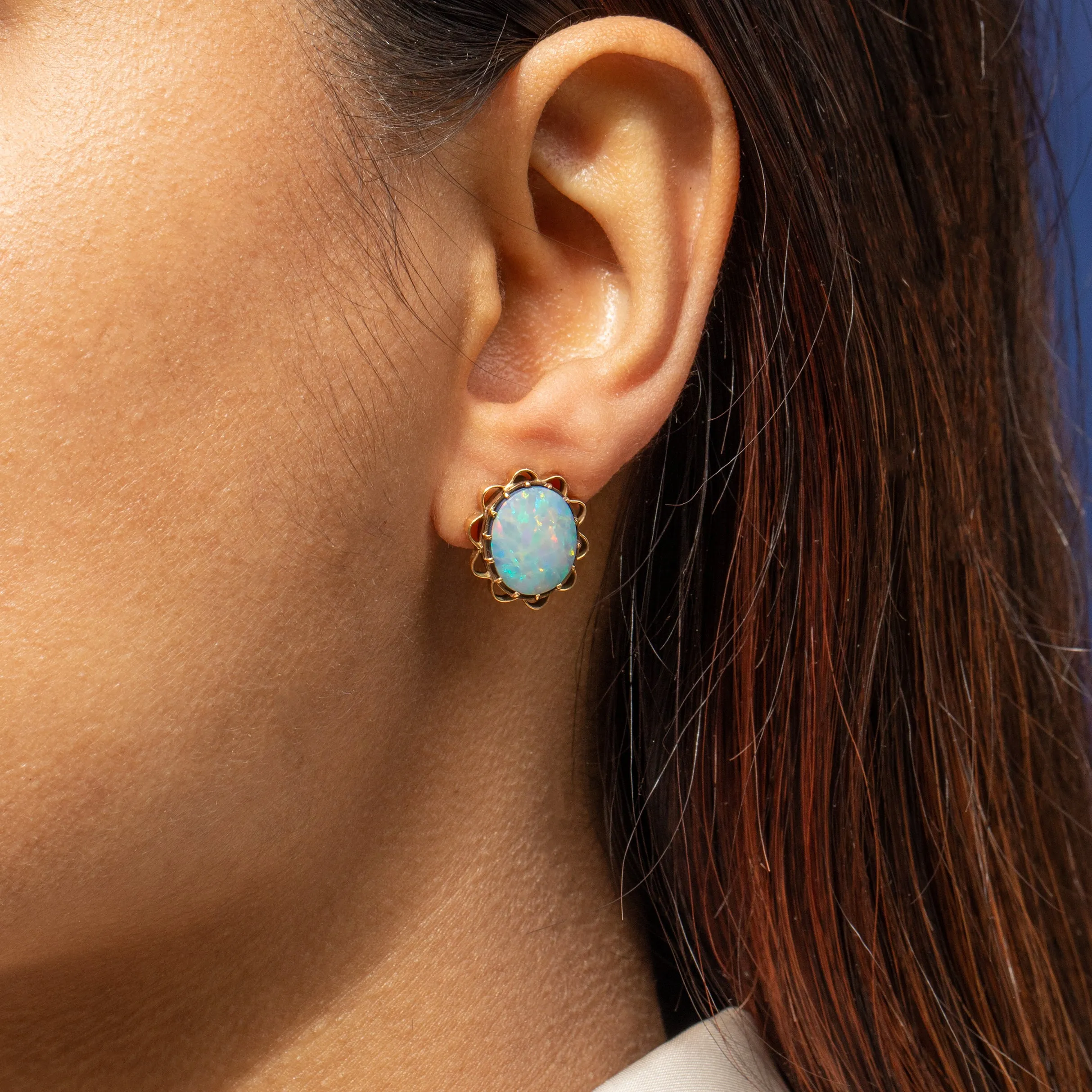 9ct Gold Opal Doublet Stud Earrings
