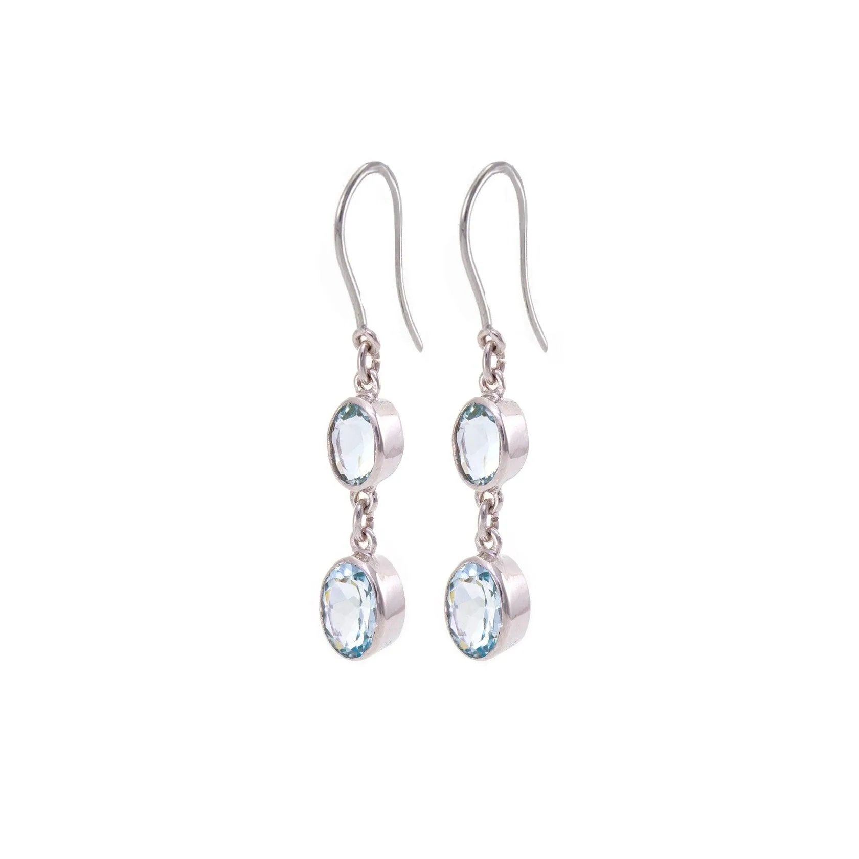 9k White Gold Aquamarine Drop Earrings