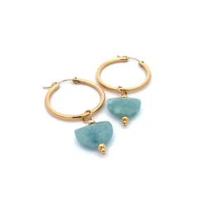 aegean - crescent aquamarine hoop earrings