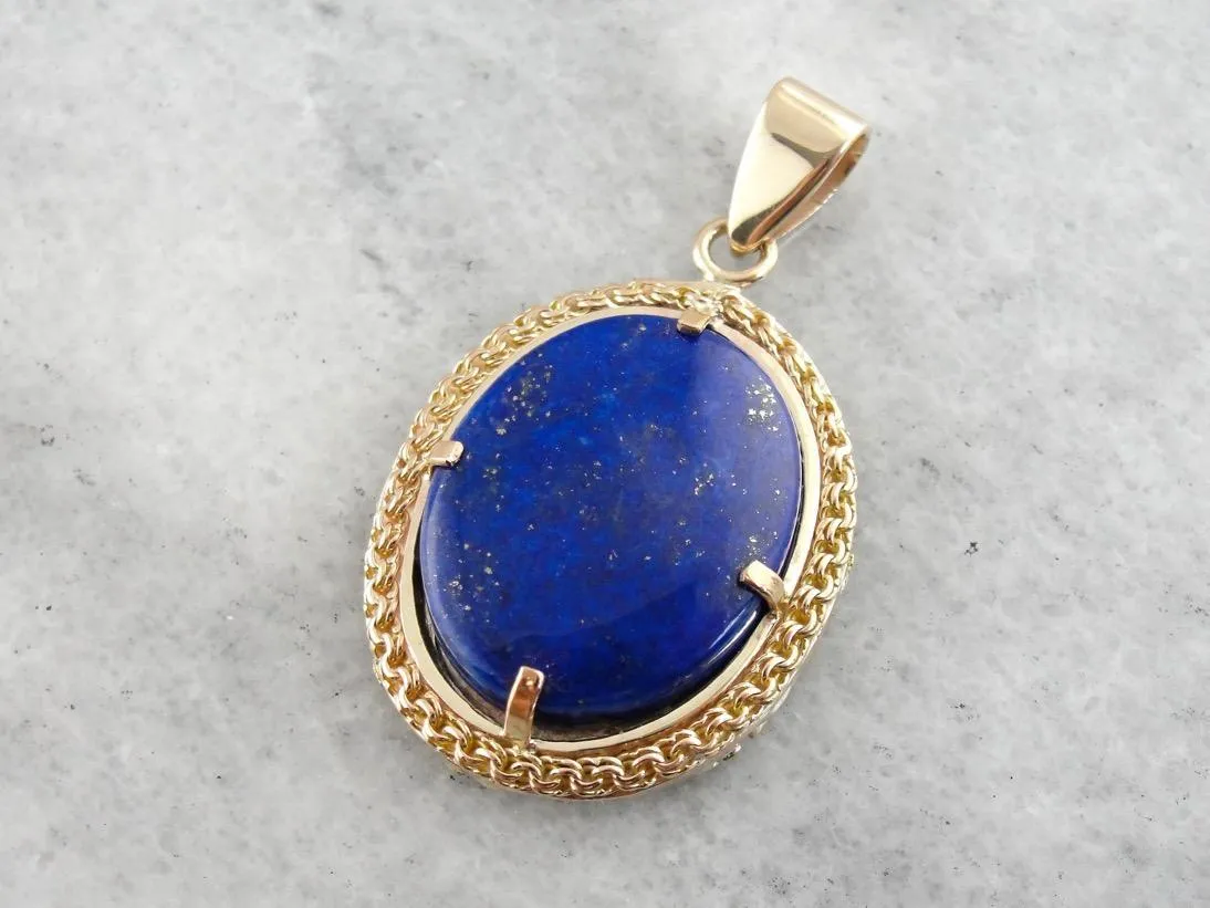 Alaskan Cabin: Fine Gold Nugget and Lapis Lazuli Pendant