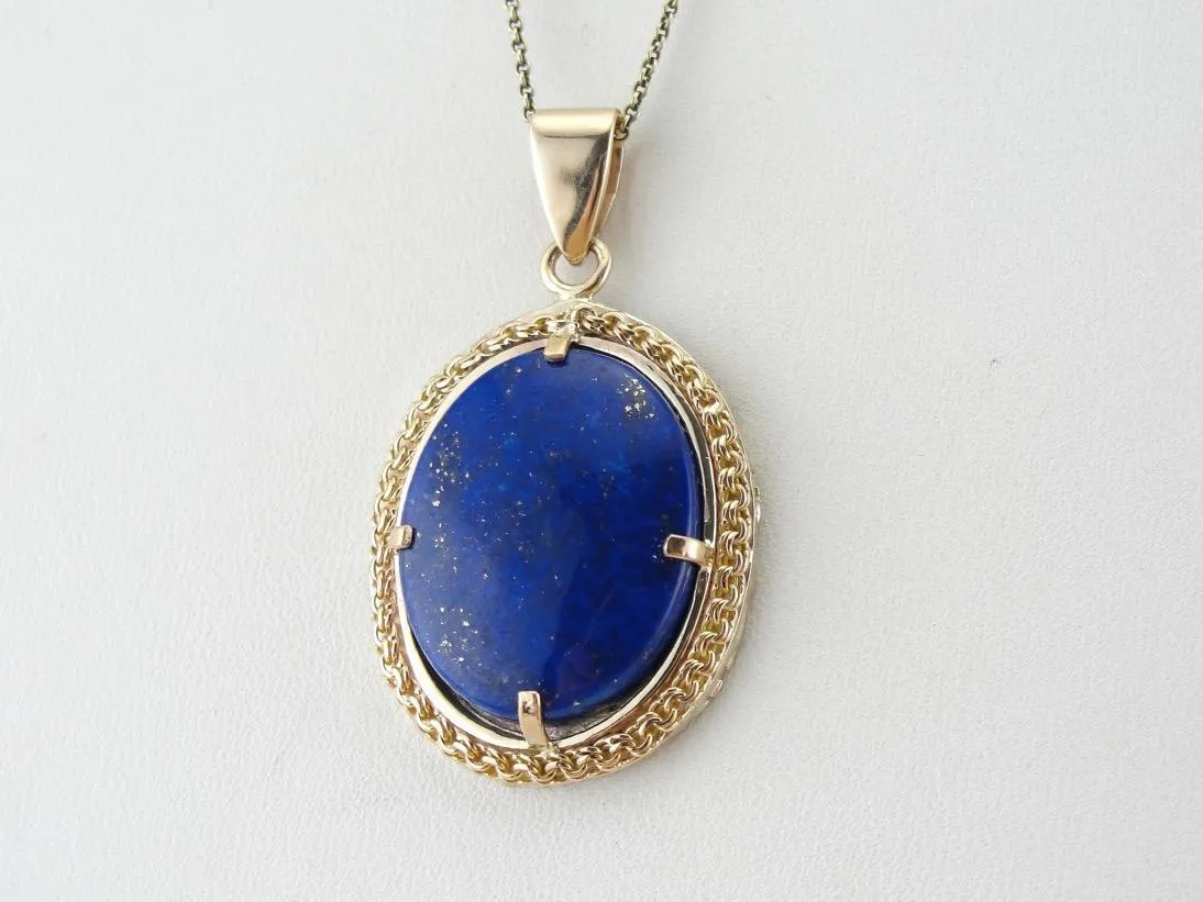 Alaskan Cabin: Fine Gold Nugget and Lapis Lazuli Pendant