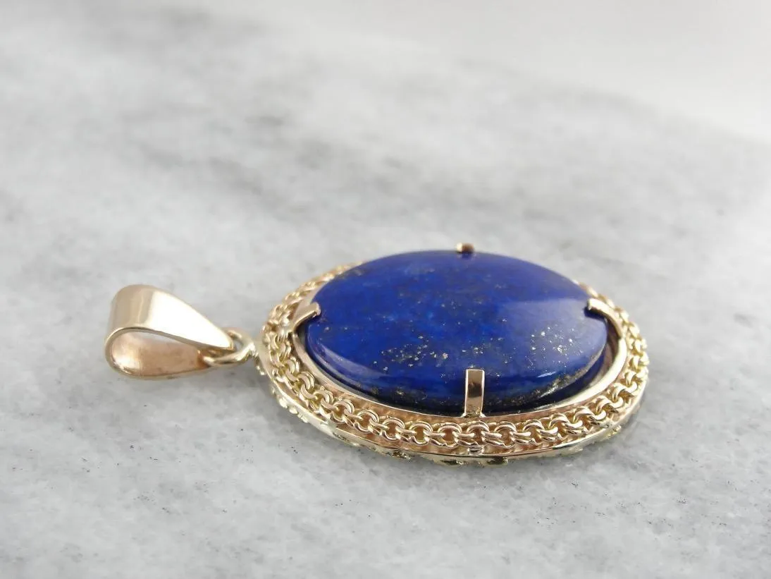 Alaskan Cabin: Fine Gold Nugget and Lapis Lazuli Pendant