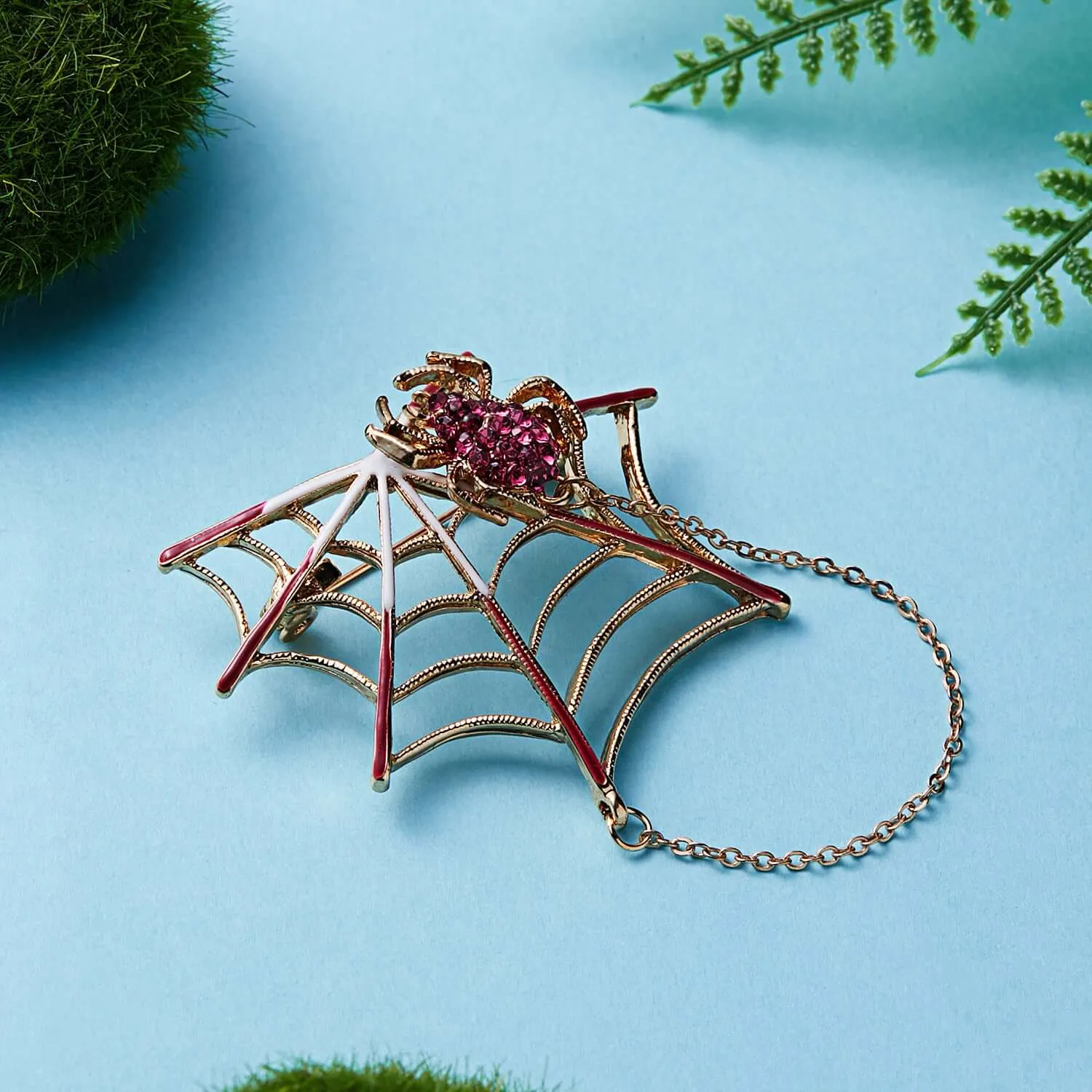 Alloy Red Spider Full CZ Diamond Brooch