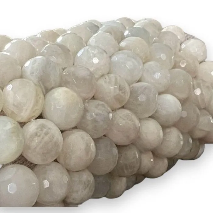 ANN LIGHTFOOT - FACETED 12MM WHITE MOONSTONE ELASTIC CUFF BRACELET