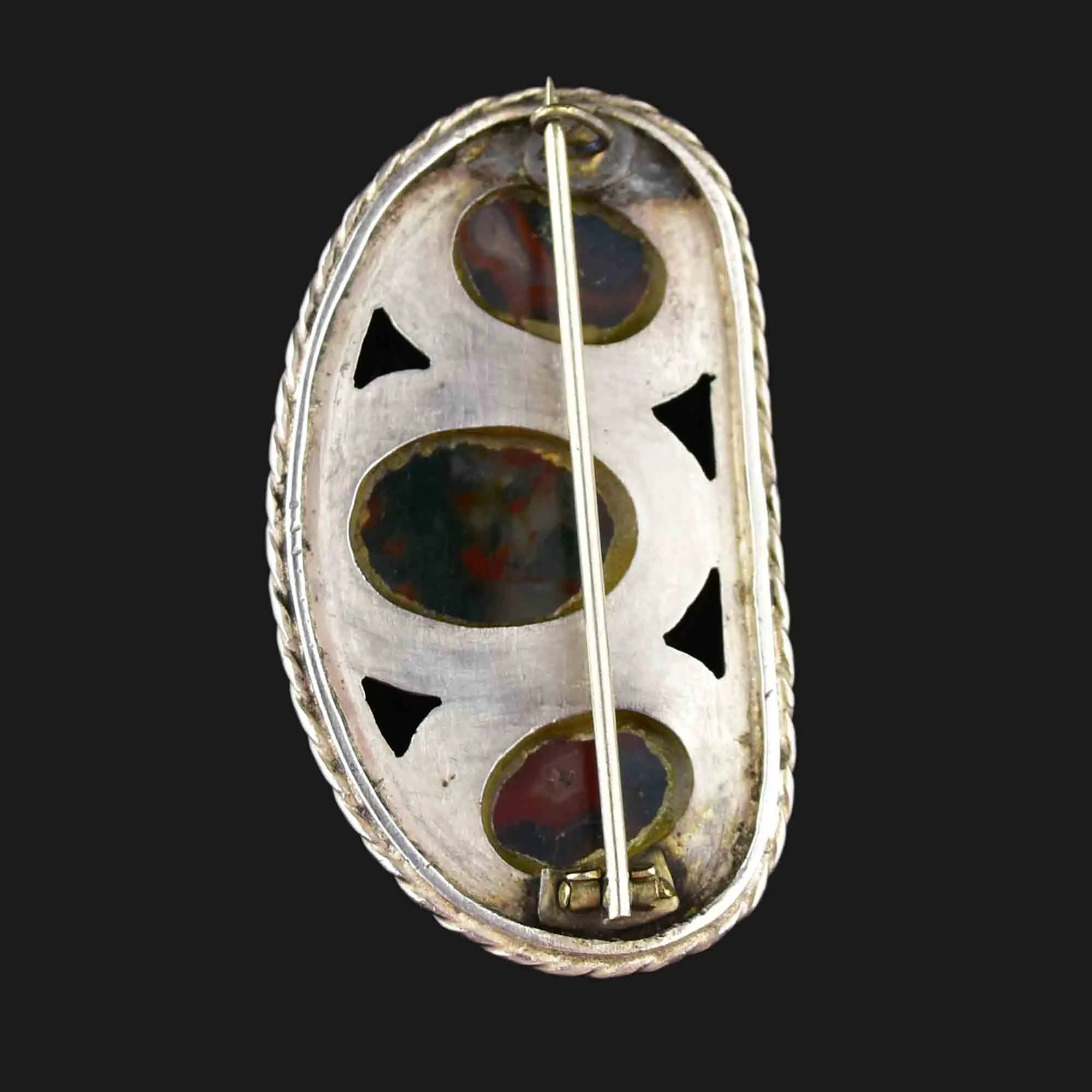 Antique Silver Scottish Moss Agate Brooch
