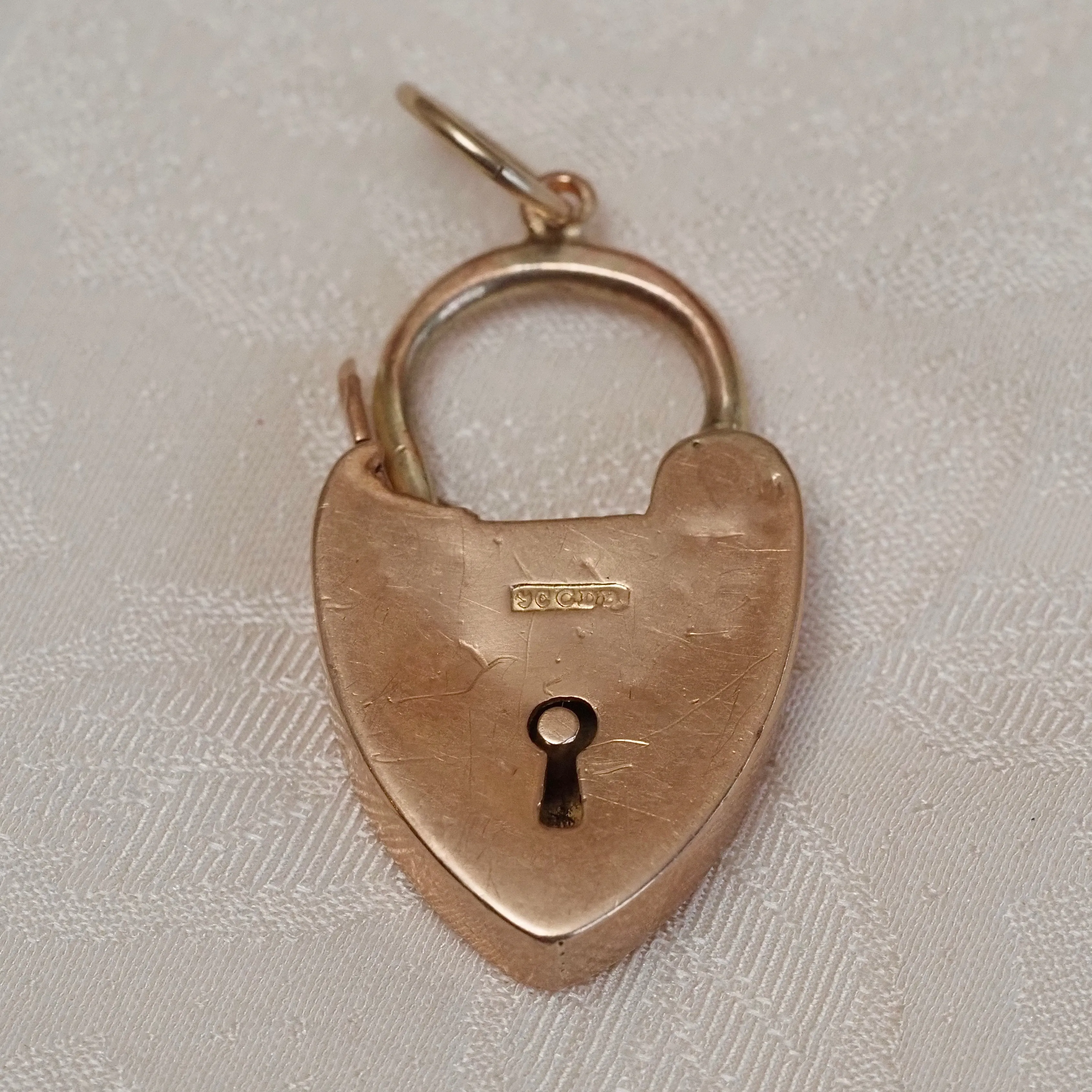 Antique Victorian English Removable Padlock Charm Curb Link Chain 9k Gold Bracelet