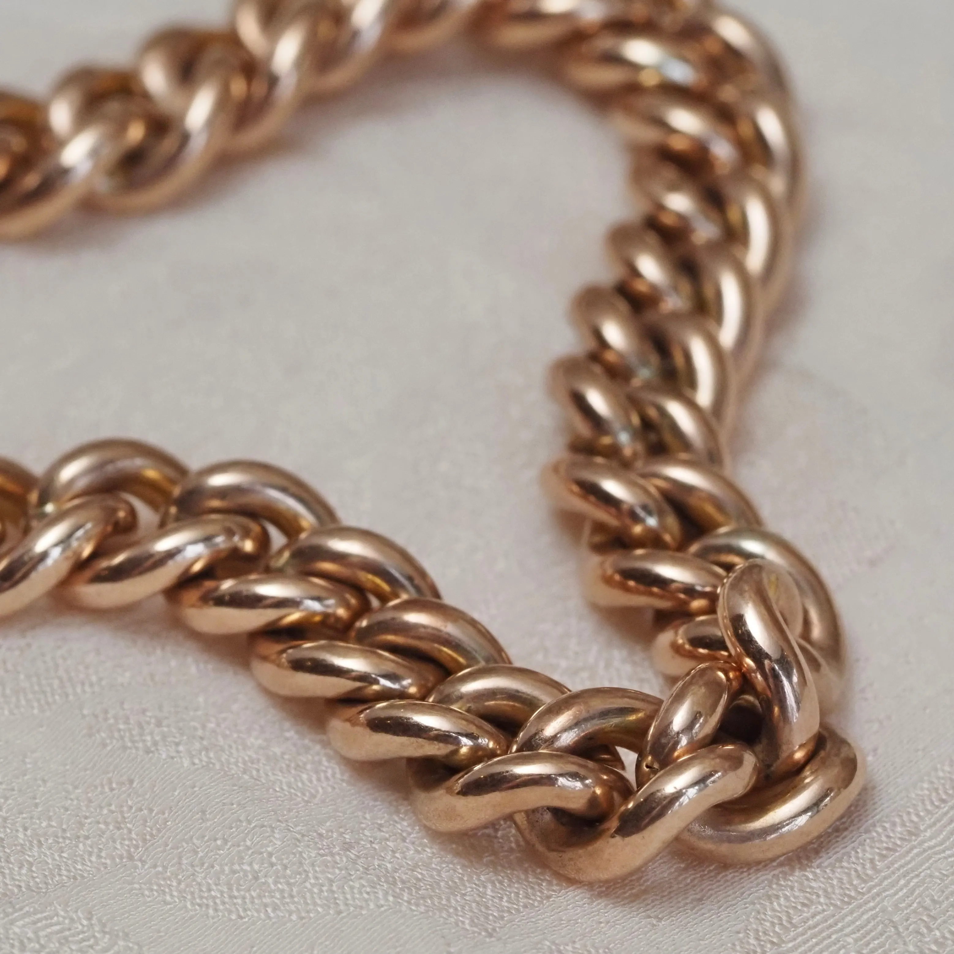 Antique Victorian English Removable Padlock Charm Curb Link Chain 9k Gold Bracelet