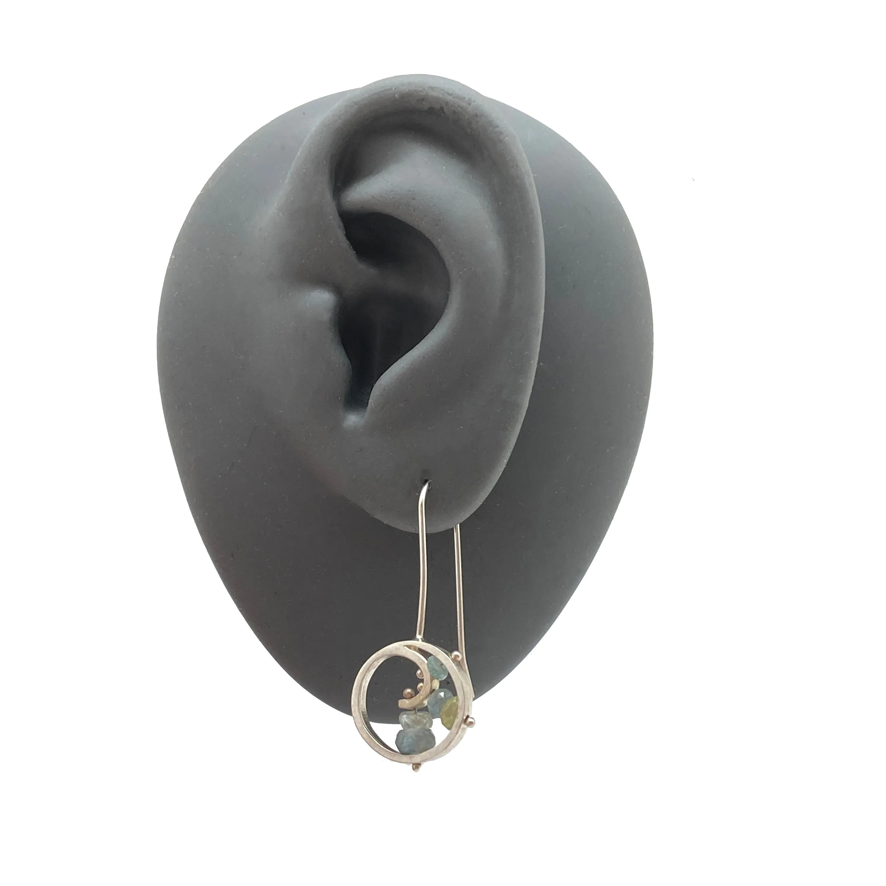 Aquamarine & Moss Agate Swirl Earrings