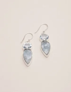 Aquamarine and Blue Topaz Silver Earrings