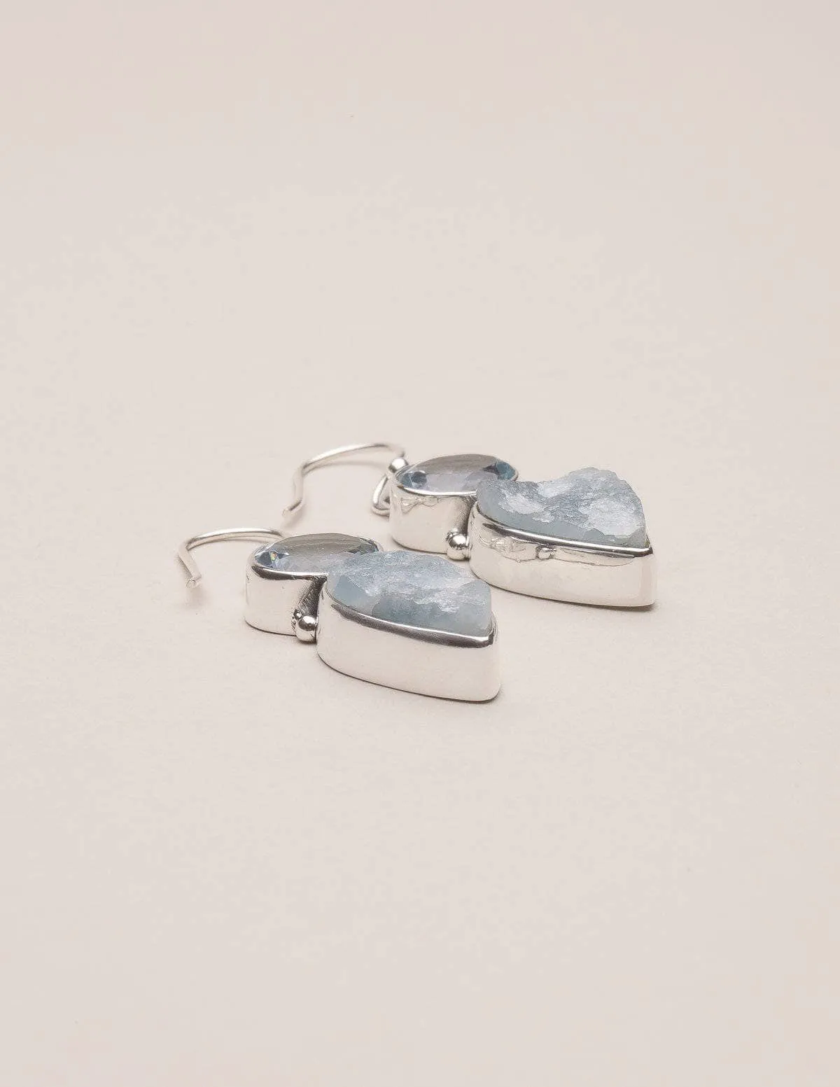 Aquamarine and Blue Topaz Silver Earrings