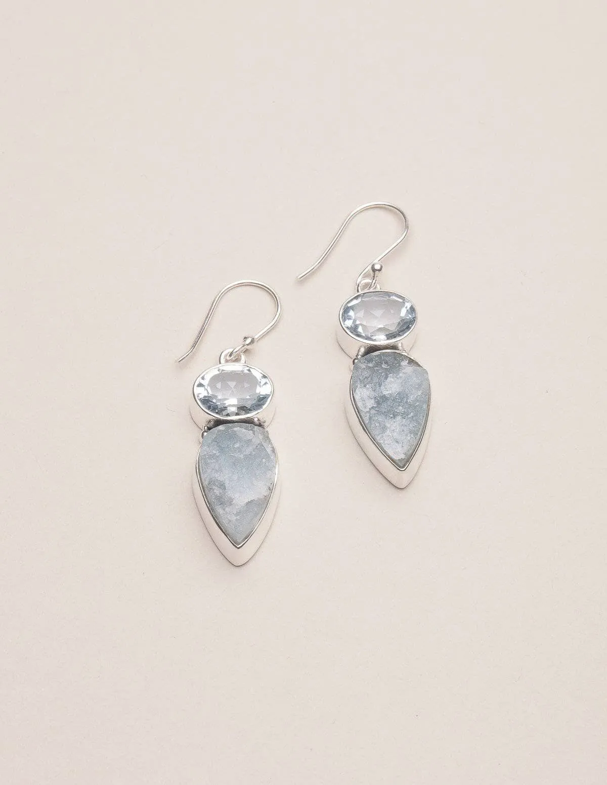 Aquamarine and Blue Topaz Silver Earrings