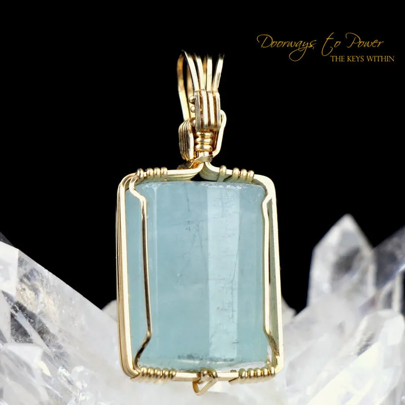 Aquamarine Crystal Pendant 14k 'Mastery Series'