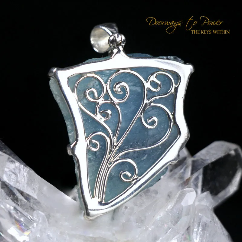 Aquamarine Dragon Crystal Pendant (Hand Carved)