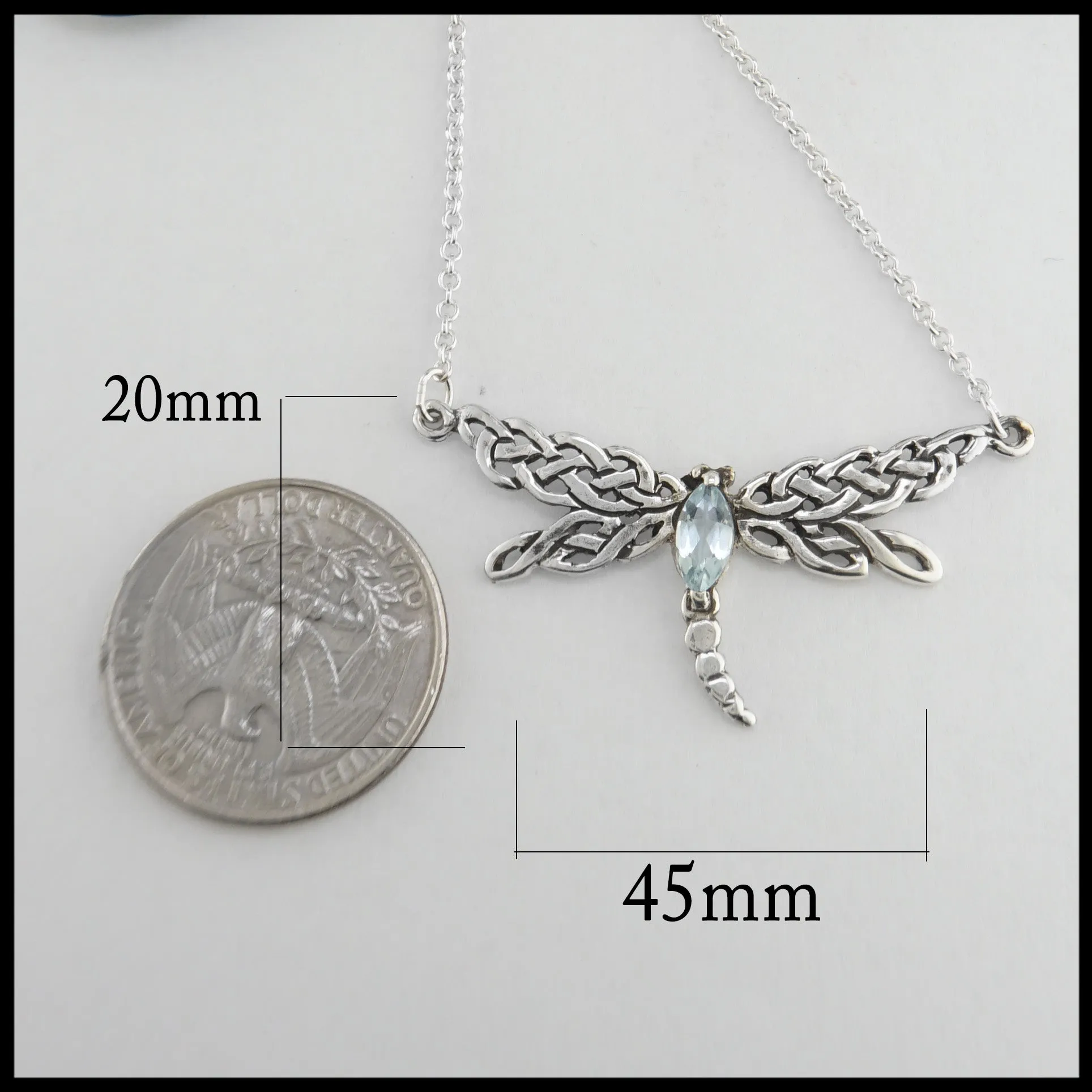 Aquamarine Dragonfly Bar Pendant
