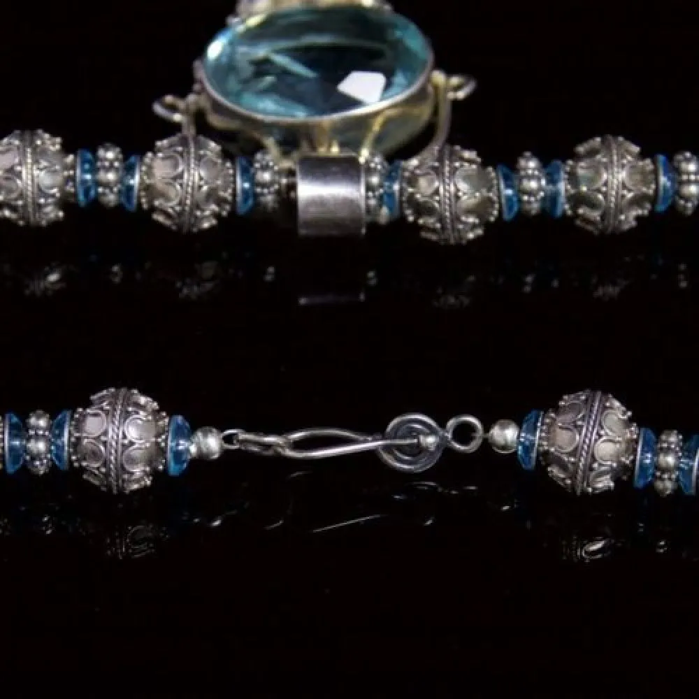 Aquamarine Silver Large Pendant Aqua Necklace – Fabulous Collar