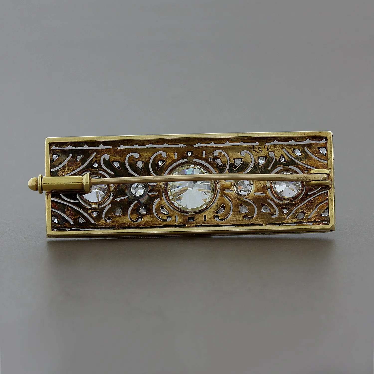 Art Deco Diamond Platinum Gold Brooch