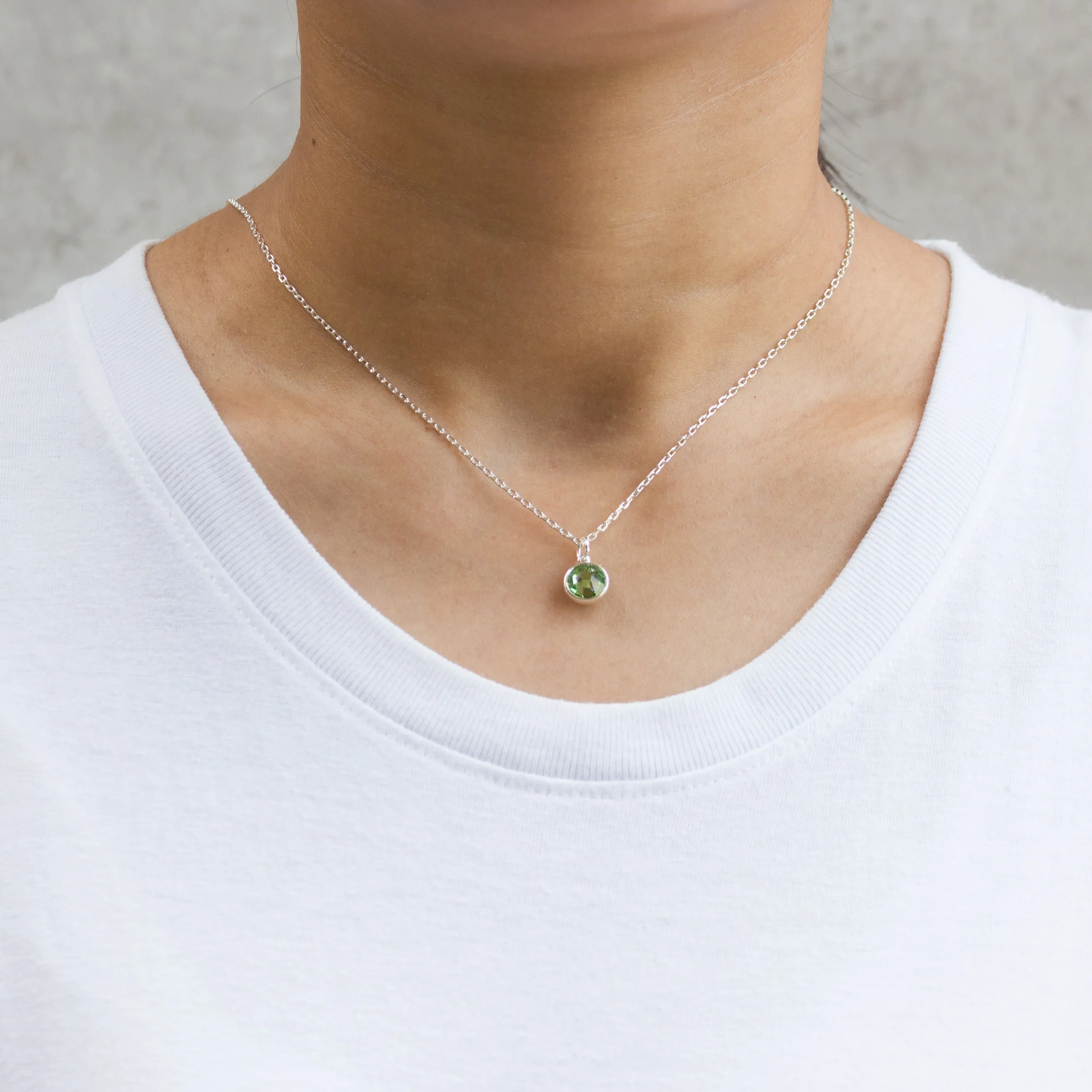 August (Peridot) Birthstone Necklace & Earrings Set Created with Zircondia® Crystals