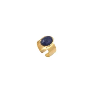 Bague Dorée Khepri Lapis Lazuli