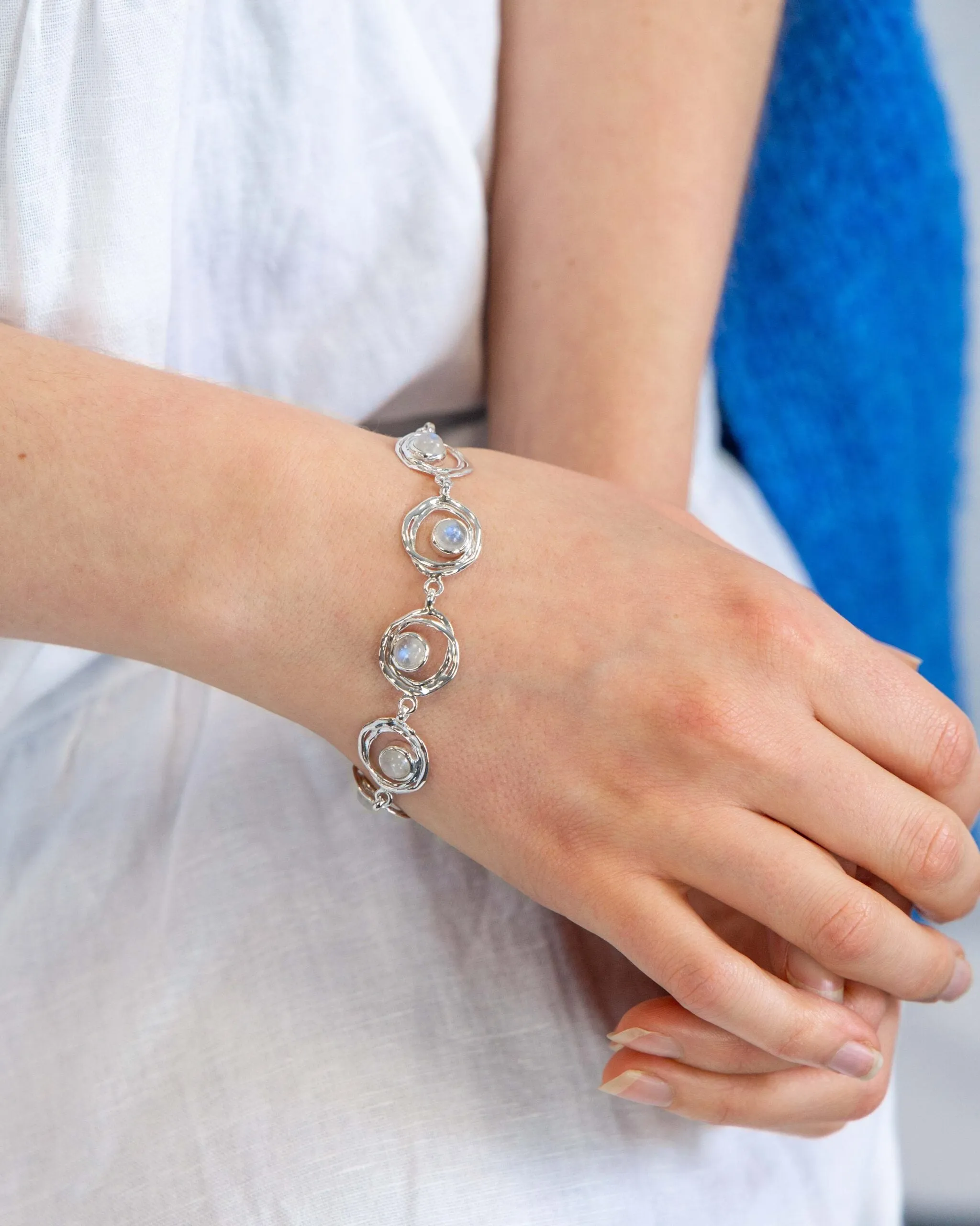 Banyan Undulating Silver and Moonstone Bracelet