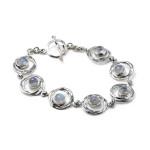 Banyan Undulating Silver and Moonstone Bracelet