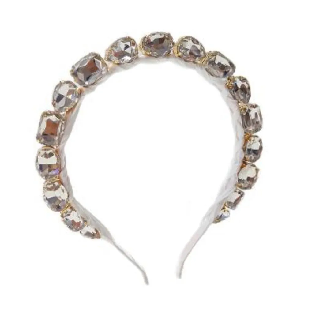 Bari Lynn Standing Multi Jewel Headband - White / Clear