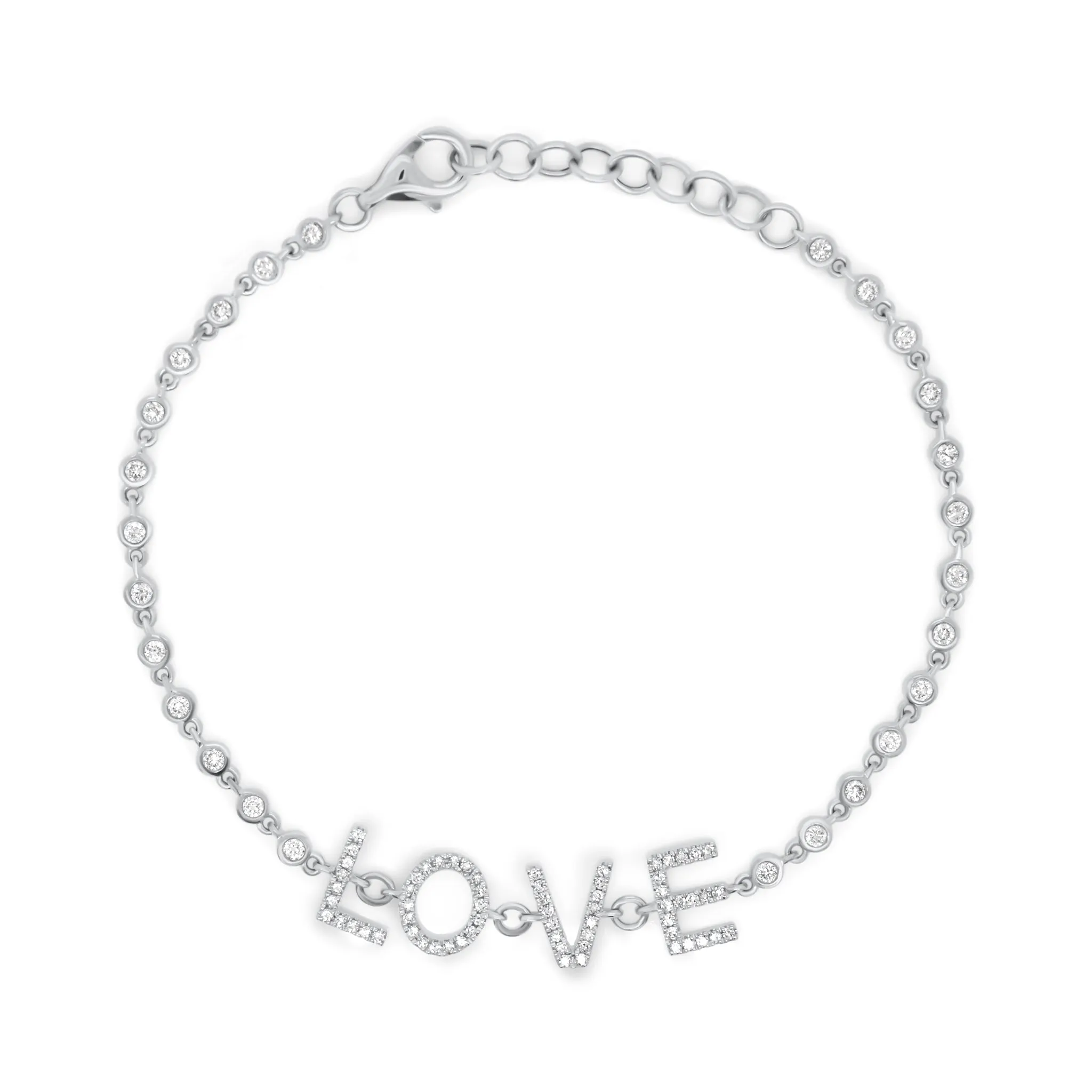 Bezel-Set Diamond LOVE Link Bracelet