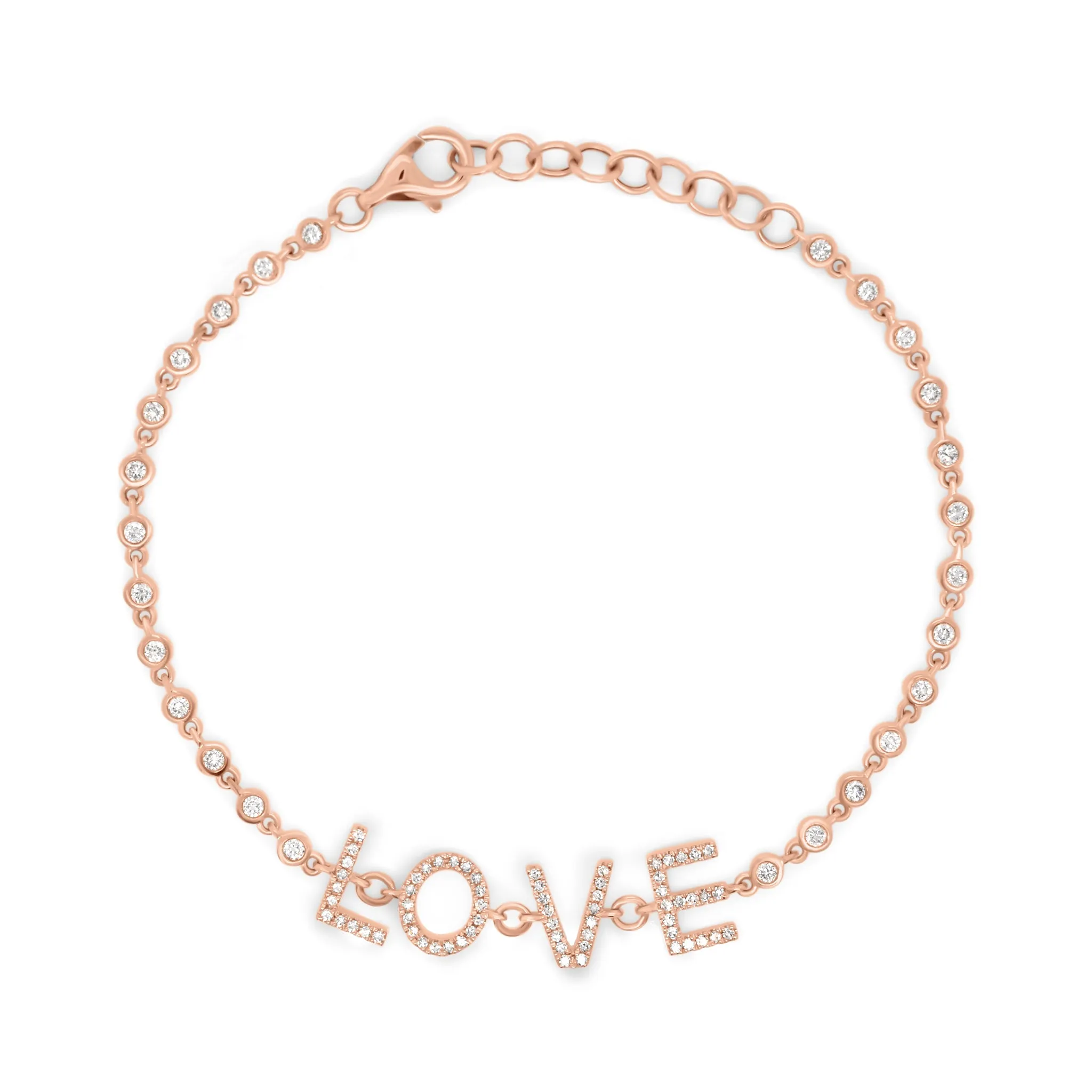 Bezel-Set Diamond LOVE Link Bracelet