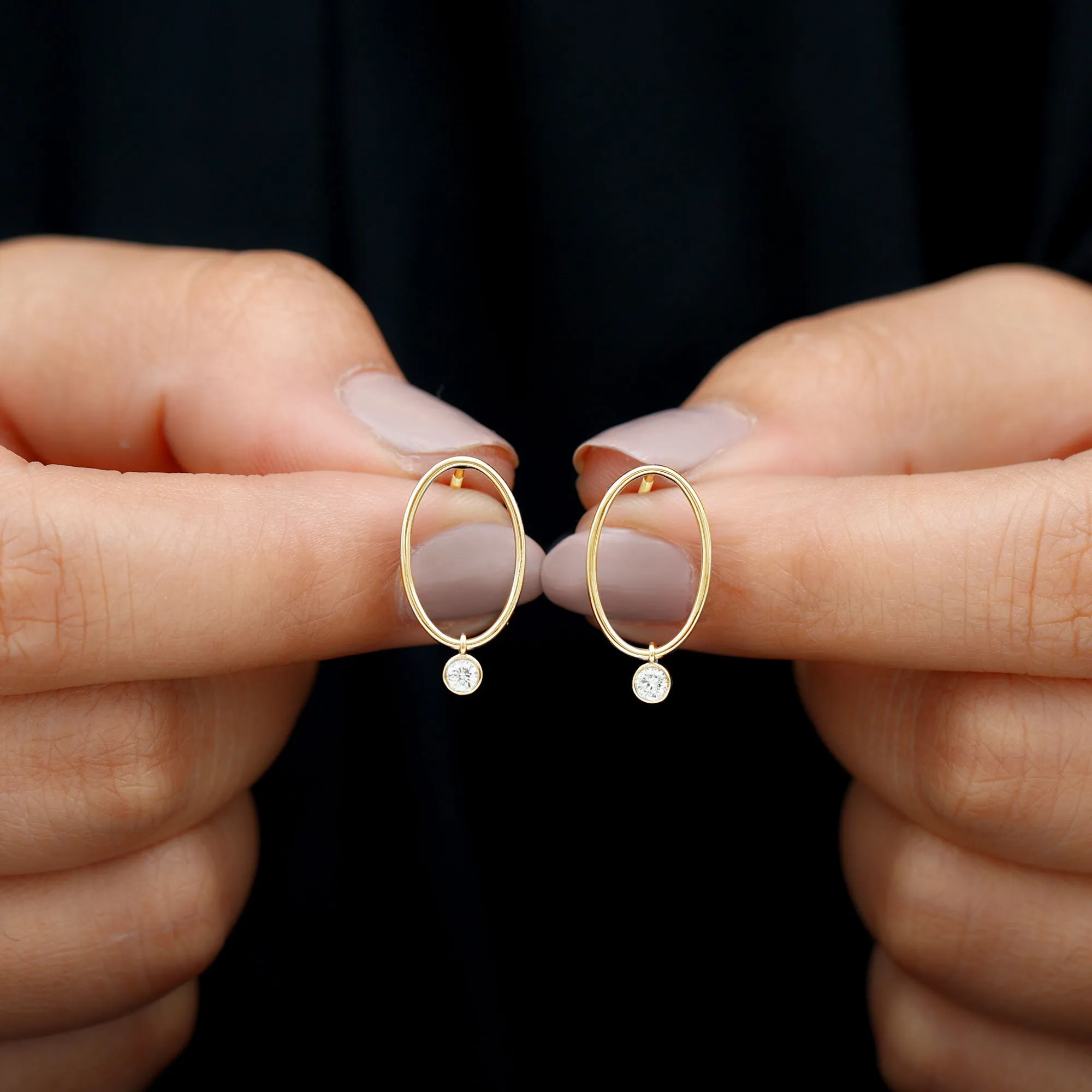Bezel Set Moissanite Front Facing Hoop Drop Earrings