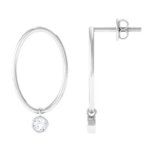 Bezel Set Moissanite Front Facing Hoop Drop Earrings