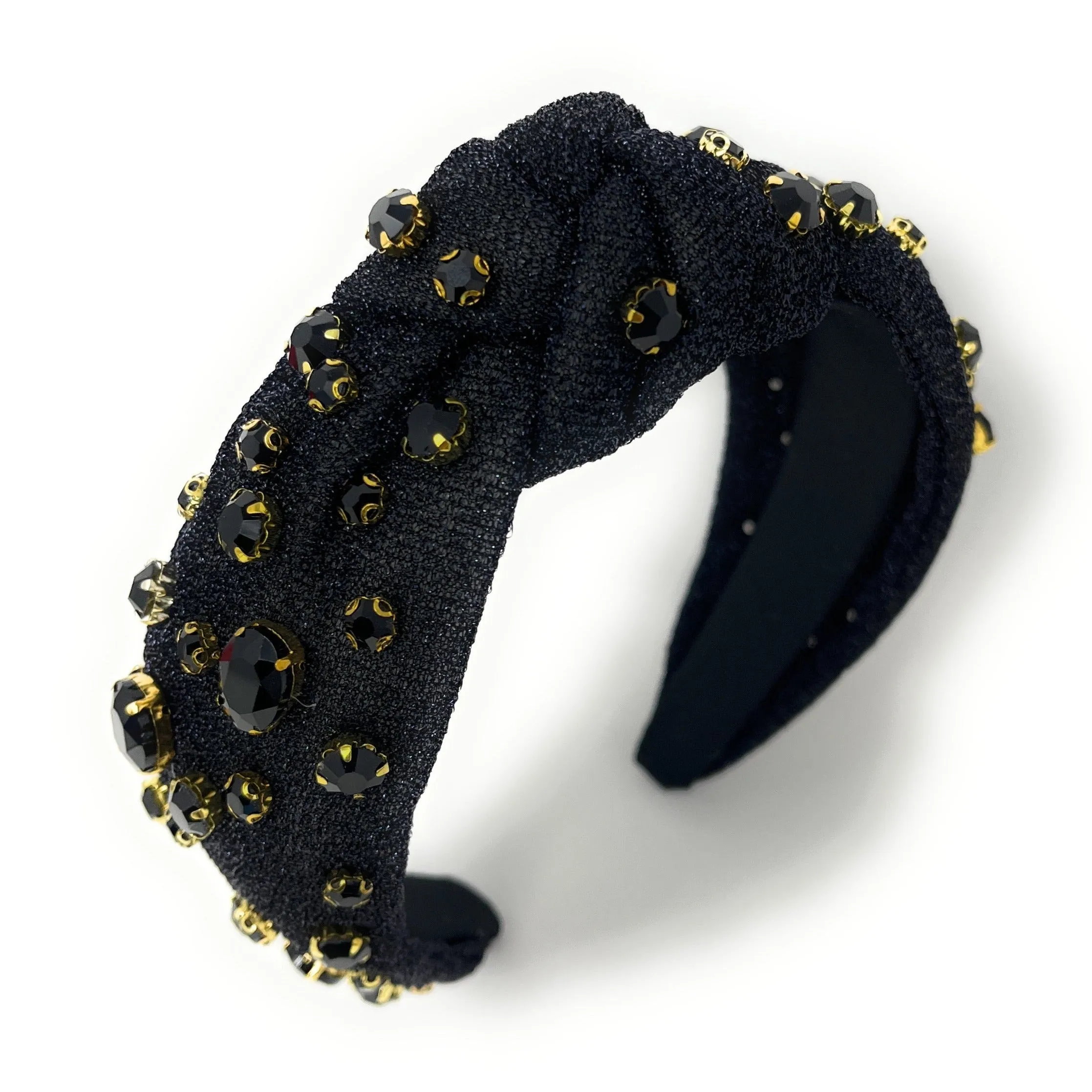 Black Shimmer Jeweled Knot Headband