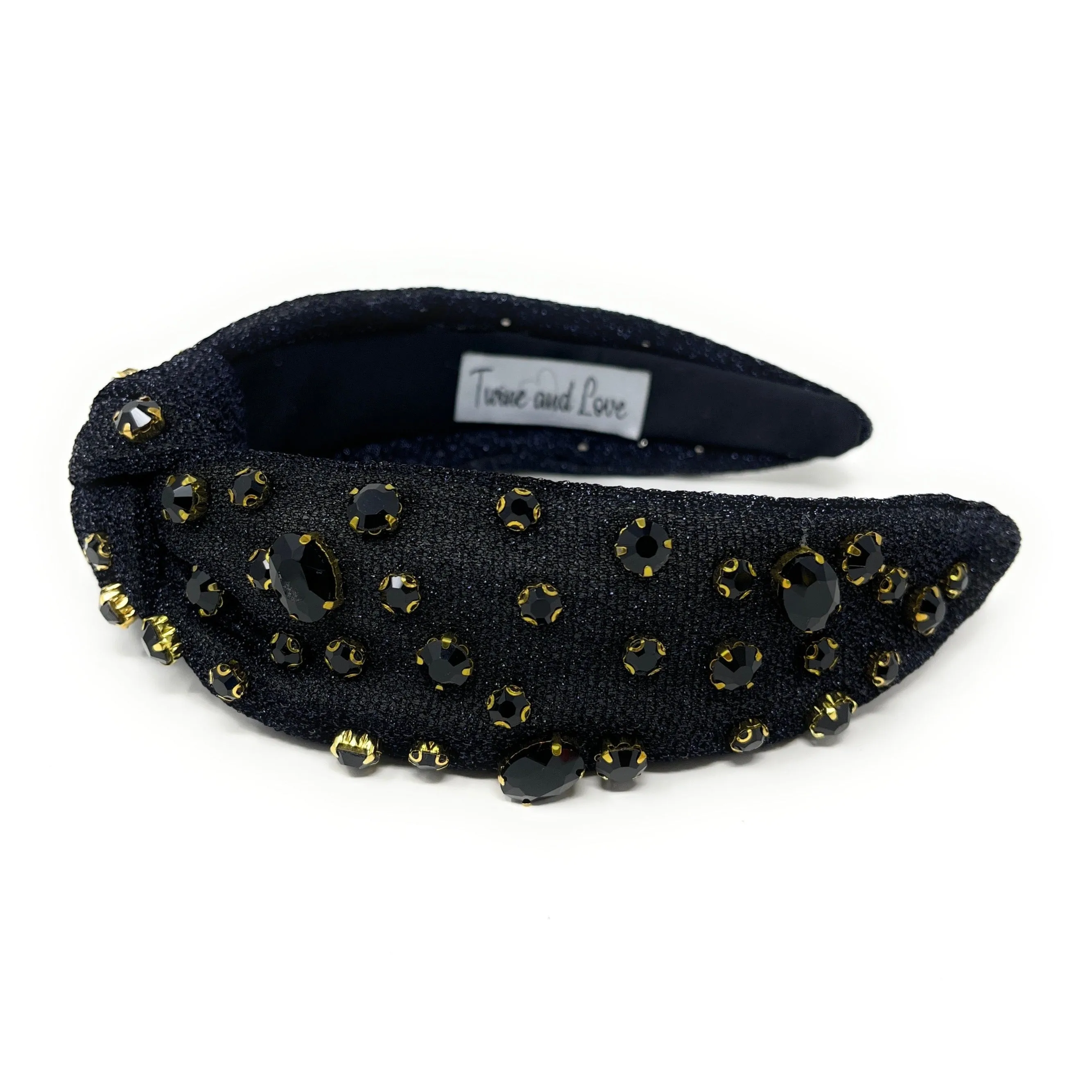 Black Shimmer Jeweled Knot Headband