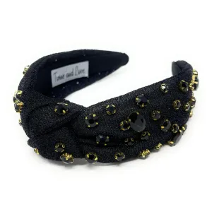 Black Shimmer Jeweled Knot Headband